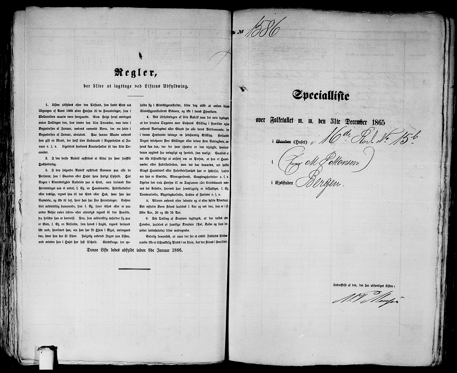 RA, 1865 census for Bergen, 1865, p. 3244