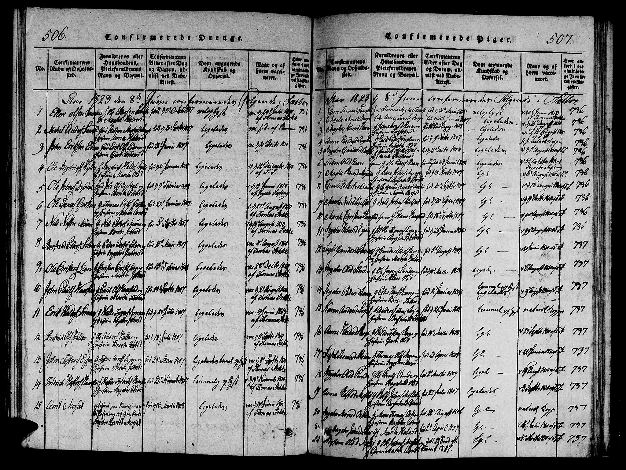 Ministerialprotokoller, klokkerbøker og fødselsregistre - Sør-Trøndelag, SAT/A-1456/695/L1141: Parish register (official) no. 695A04 /1, 1816-1824, p. 506-507