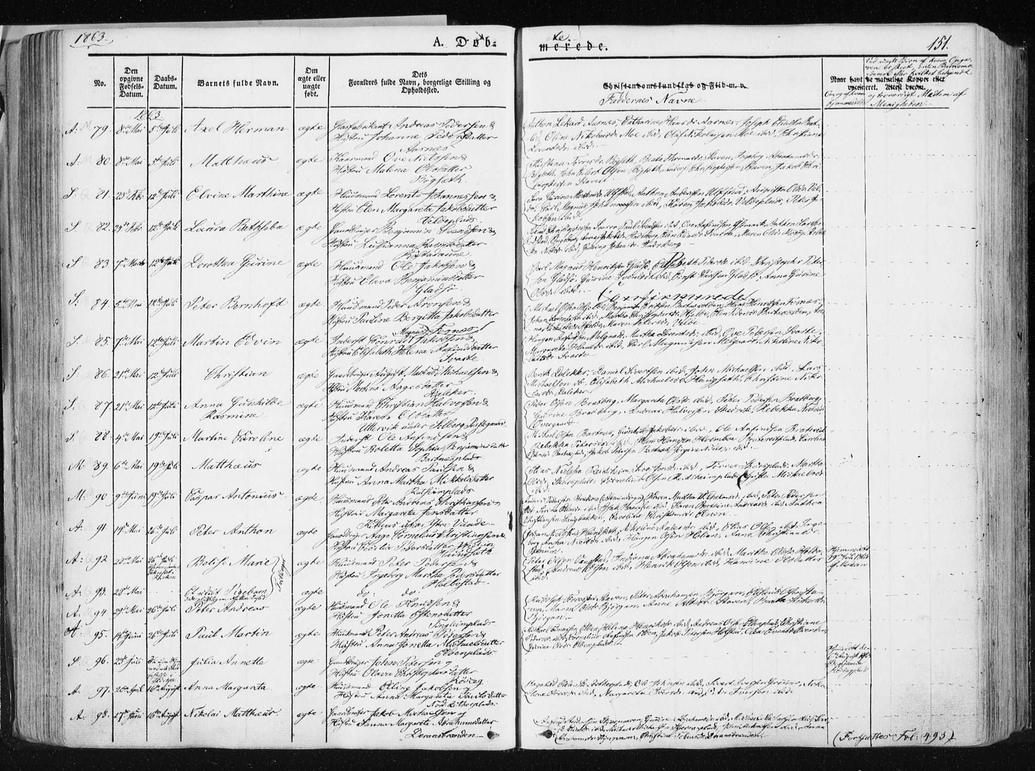 Ministerialprotokoller, klokkerbøker og fødselsregistre - Nord-Trøndelag, AV/SAT-A-1458/741/L0393: Parish register (official) no. 741A07, 1849-1863, p. 151