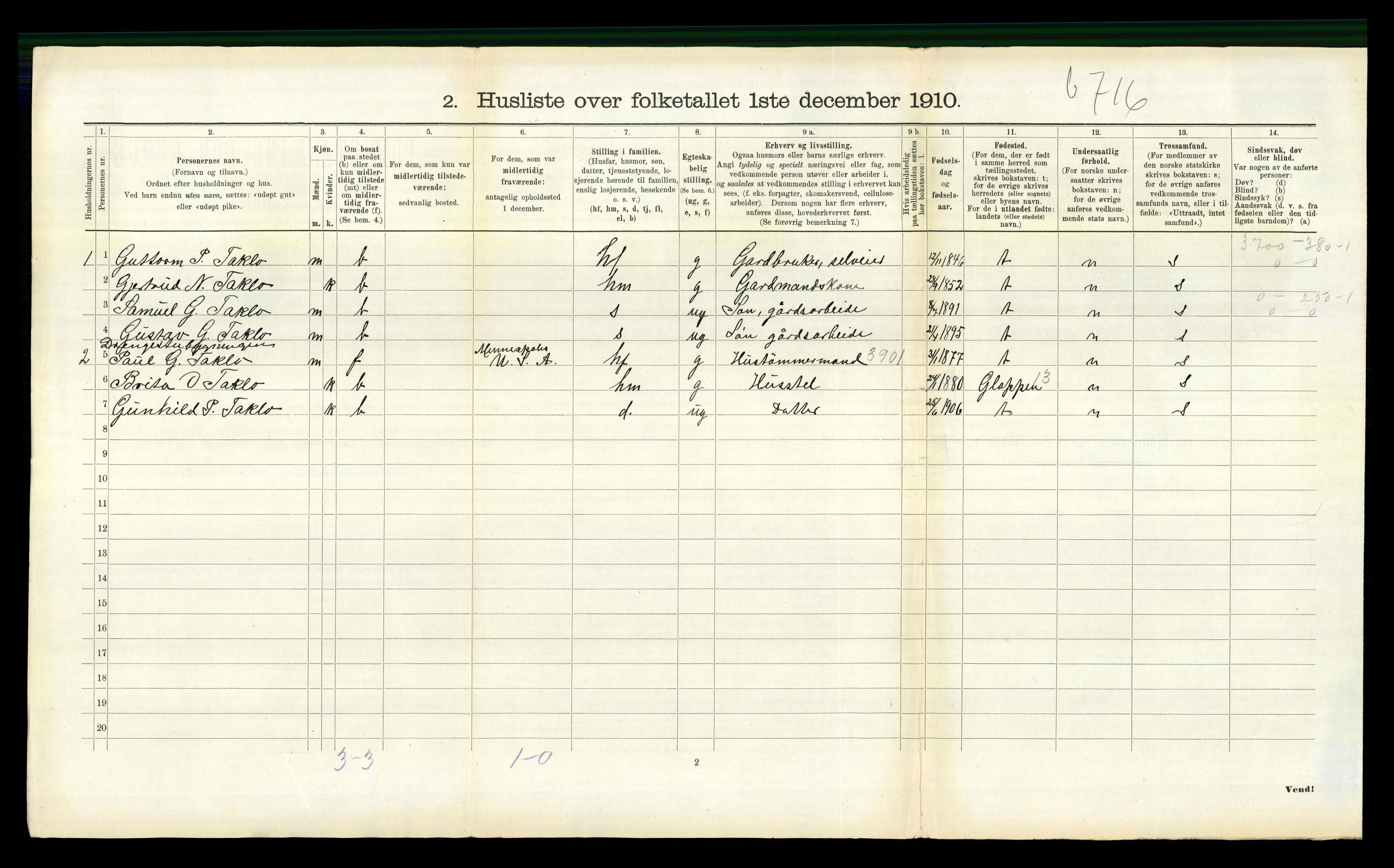 RA, 1910 census for Eid, 1910, p. 1056