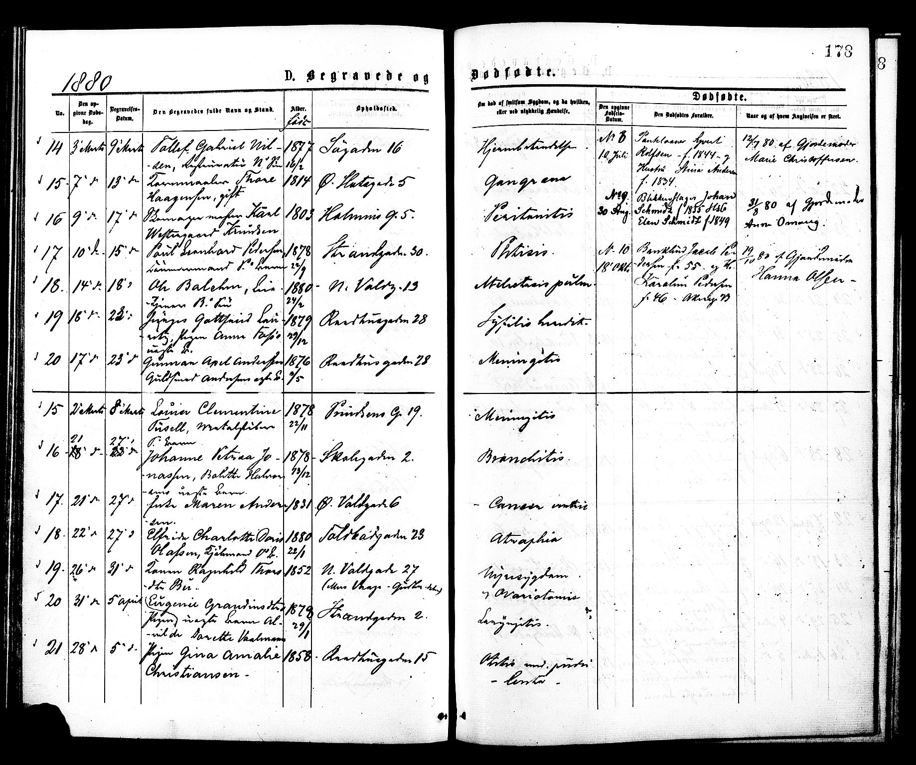 Johannes prestekontor Kirkebøker, AV/SAO-A-10852/F/Fa/L0002: Parish register (official) no. 2, 1875-1882, p. 178