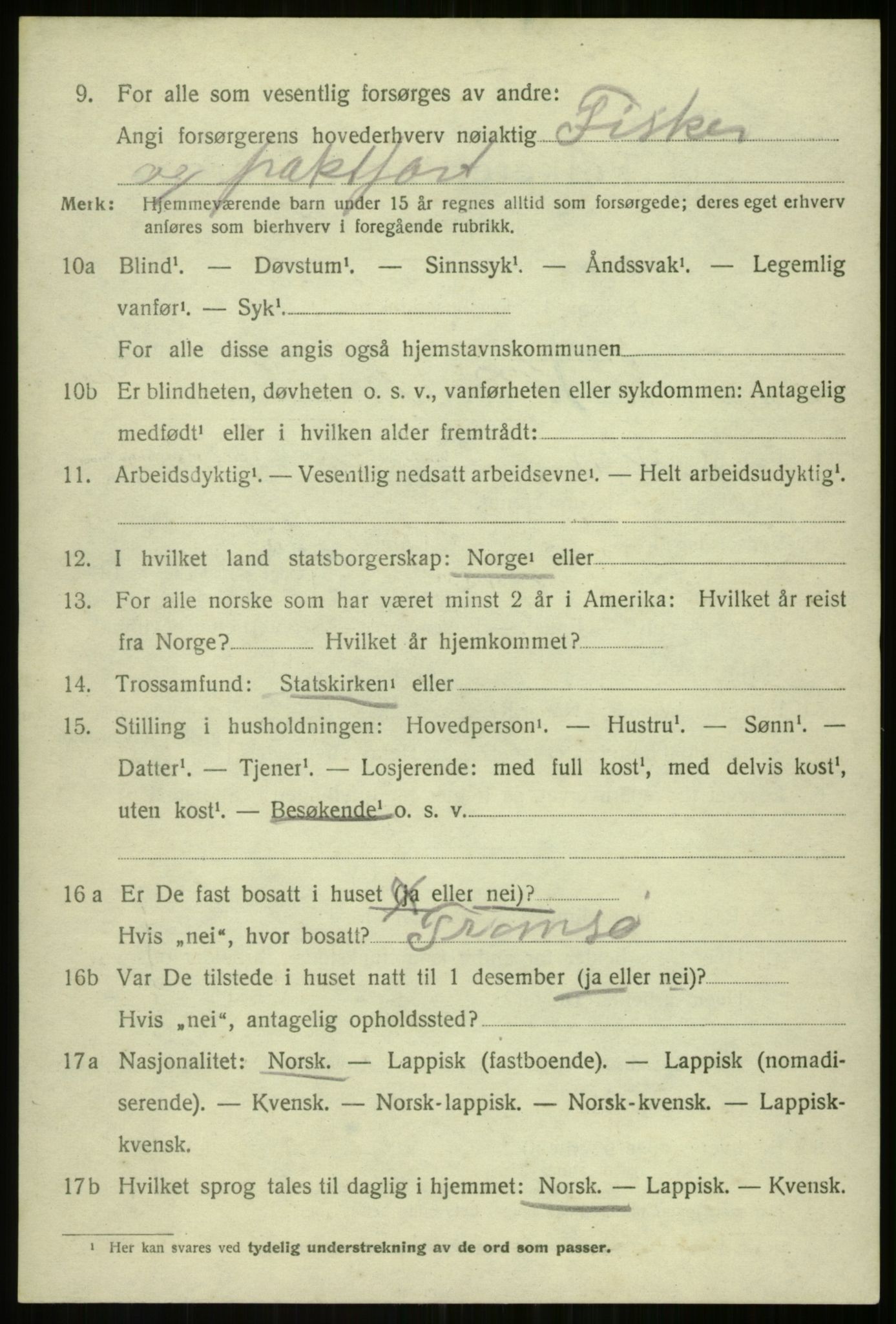 SATØ, 1920 census for Balsfjord, 1920, p. 5038