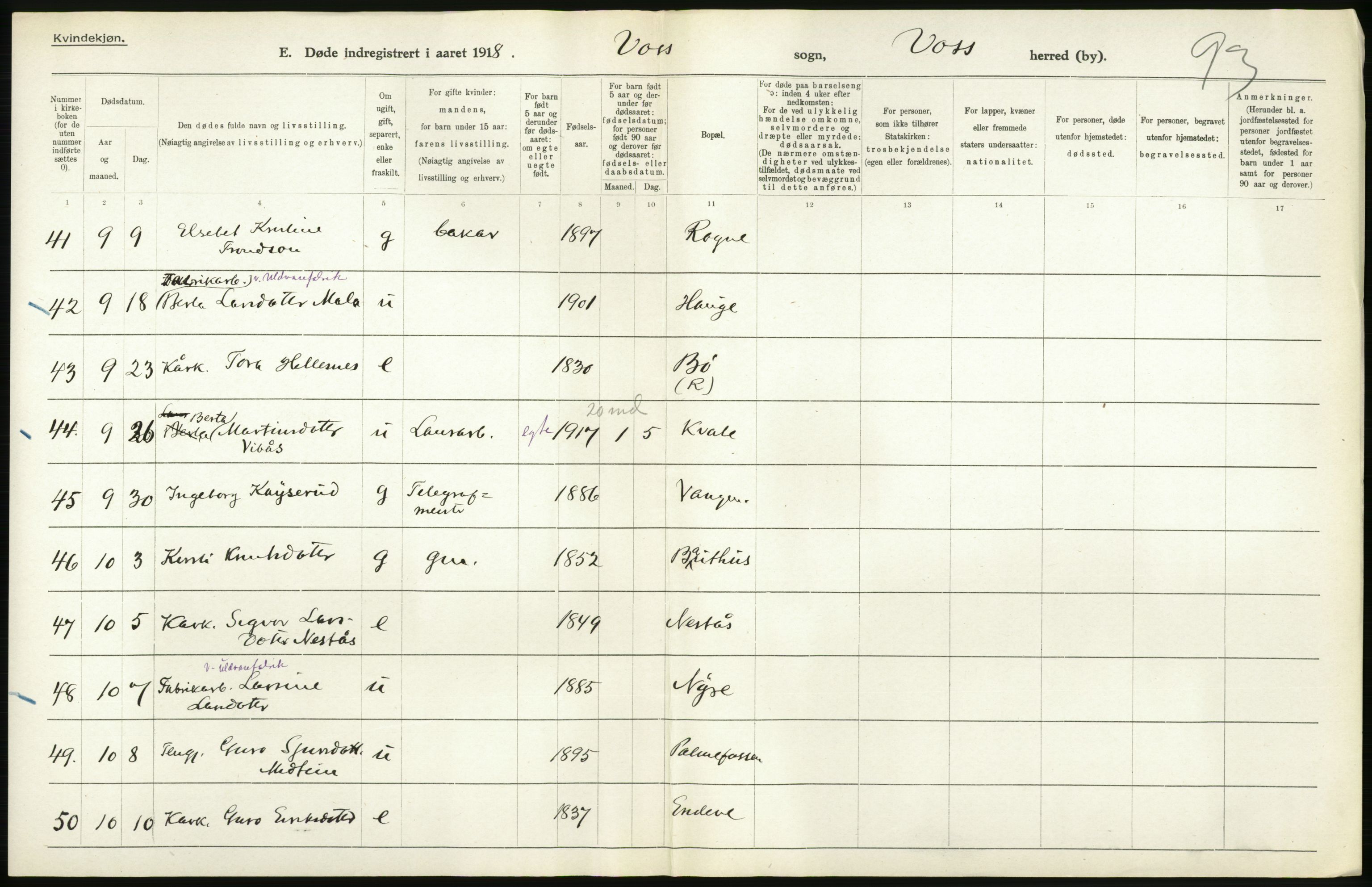 Statistisk sentralbyrå, Sosiodemografiske emner, Befolkning, AV/RA-S-2228/D/Df/Dfb/Dfbh/L0036: Hordaland fylke: Døde., 1918, p. 680