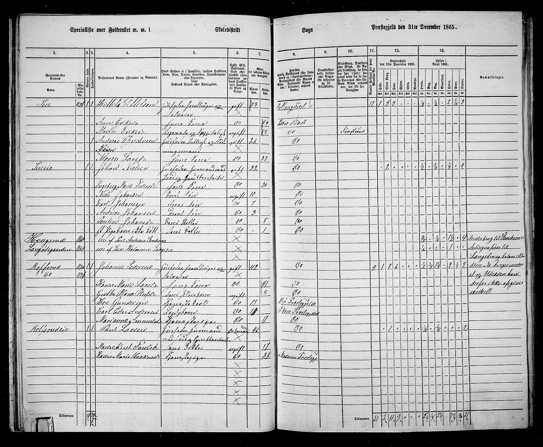 RA, 1865 census for Eiker, 1865, p. 28