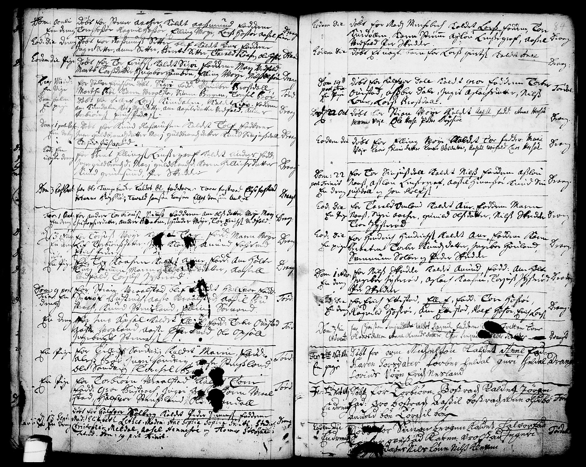 Drangedal kirkebøker, SAKO/A-258/F/Fa/L0001: Parish register (official) no. 1, 1697-1767, p. 84