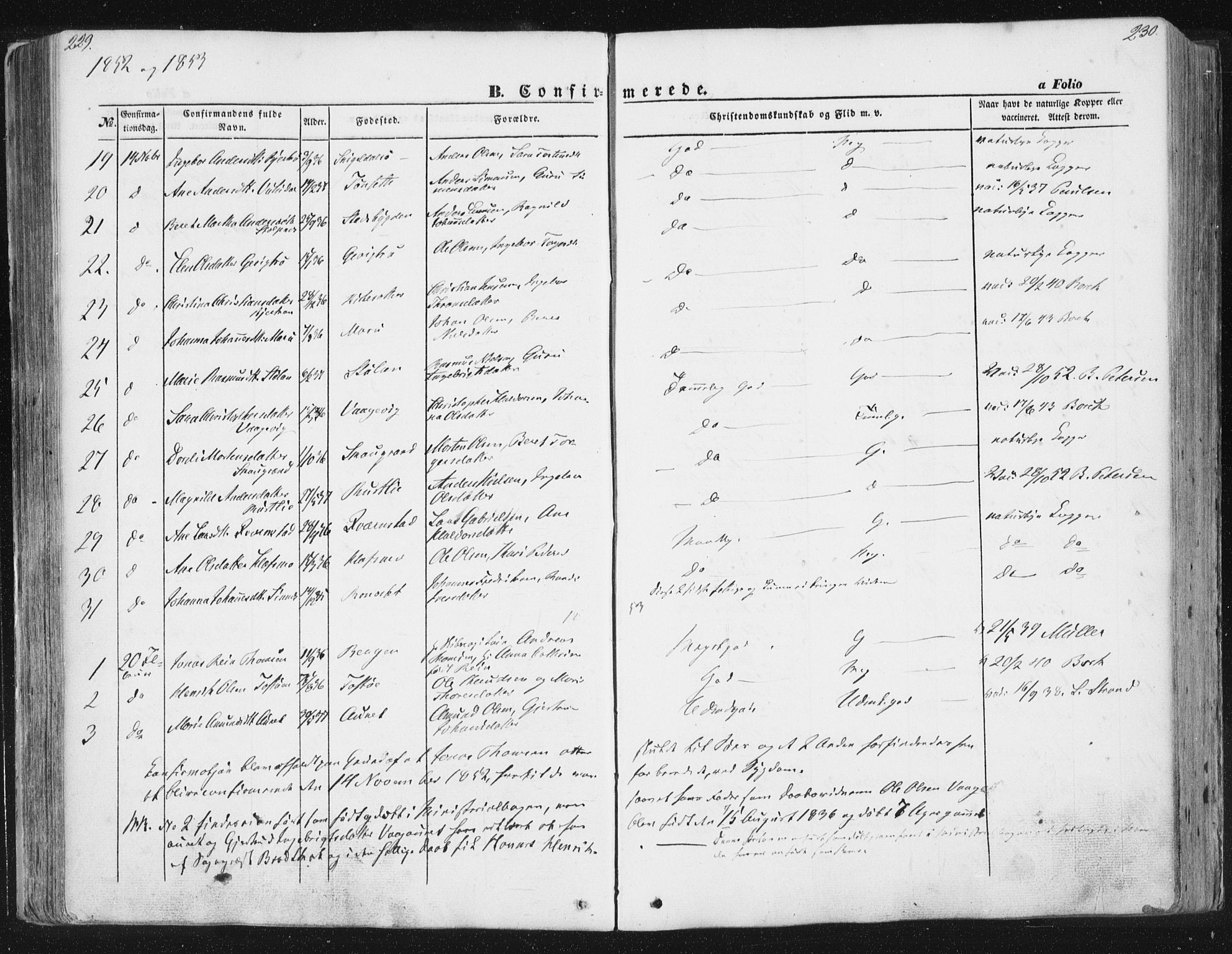 Ministerialprotokoller, klokkerbøker og fødselsregistre - Sør-Trøndelag, AV/SAT-A-1456/630/L0494: Parish register (official) no. 630A07, 1852-1868, p. 229-230