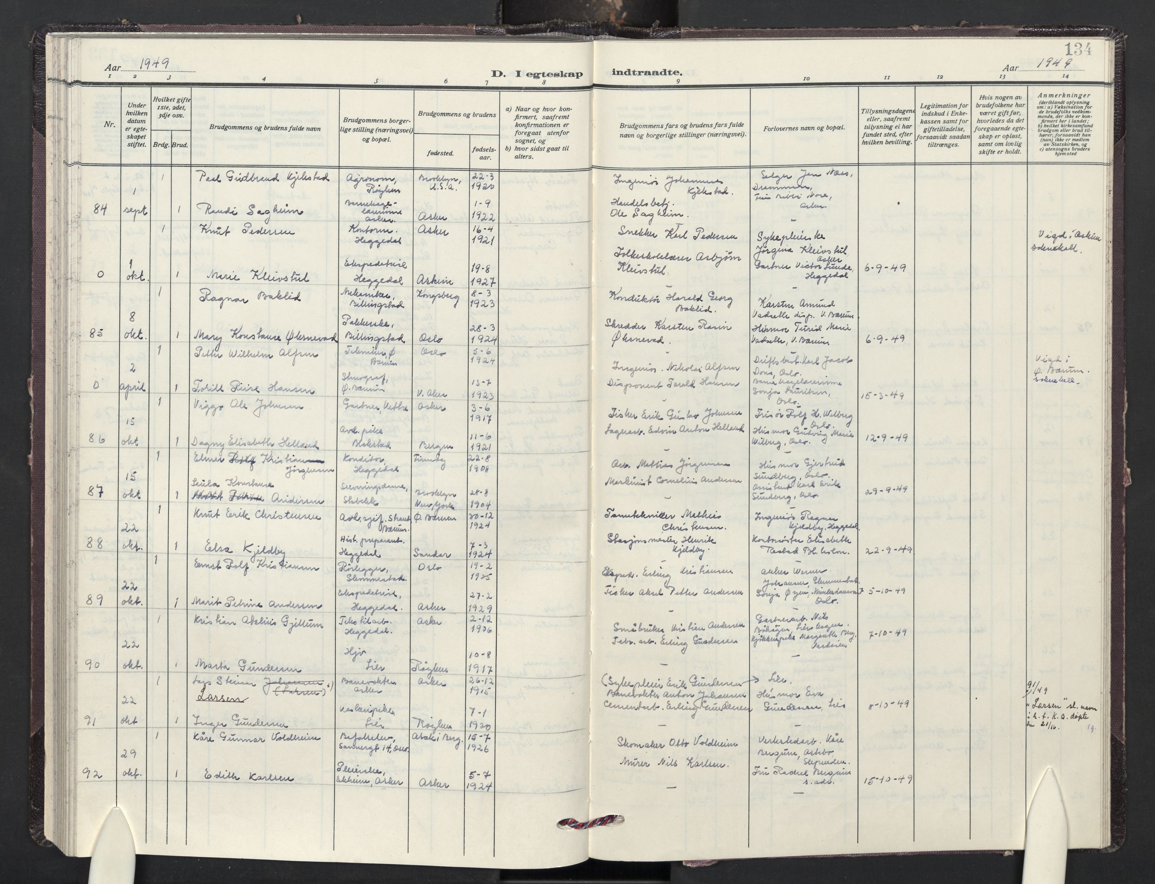 Asker prestekontor Kirkebøker, SAO/A-10256a/F/Fa/L0024: Parish register (official) no. I 24, 1945-1952, p. 134