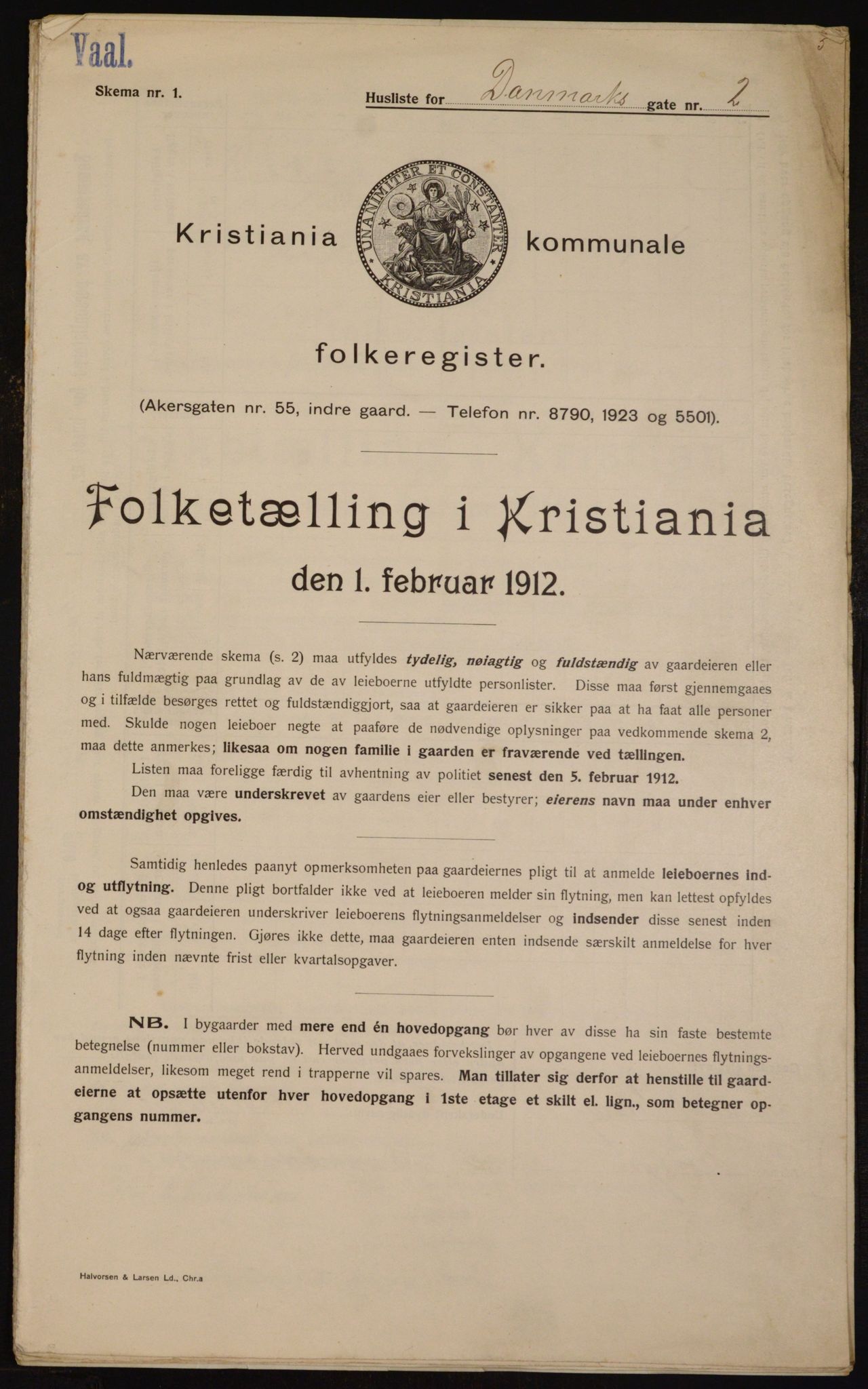 OBA, Municipal Census 1912 for Kristiania, 1912, p. 14454