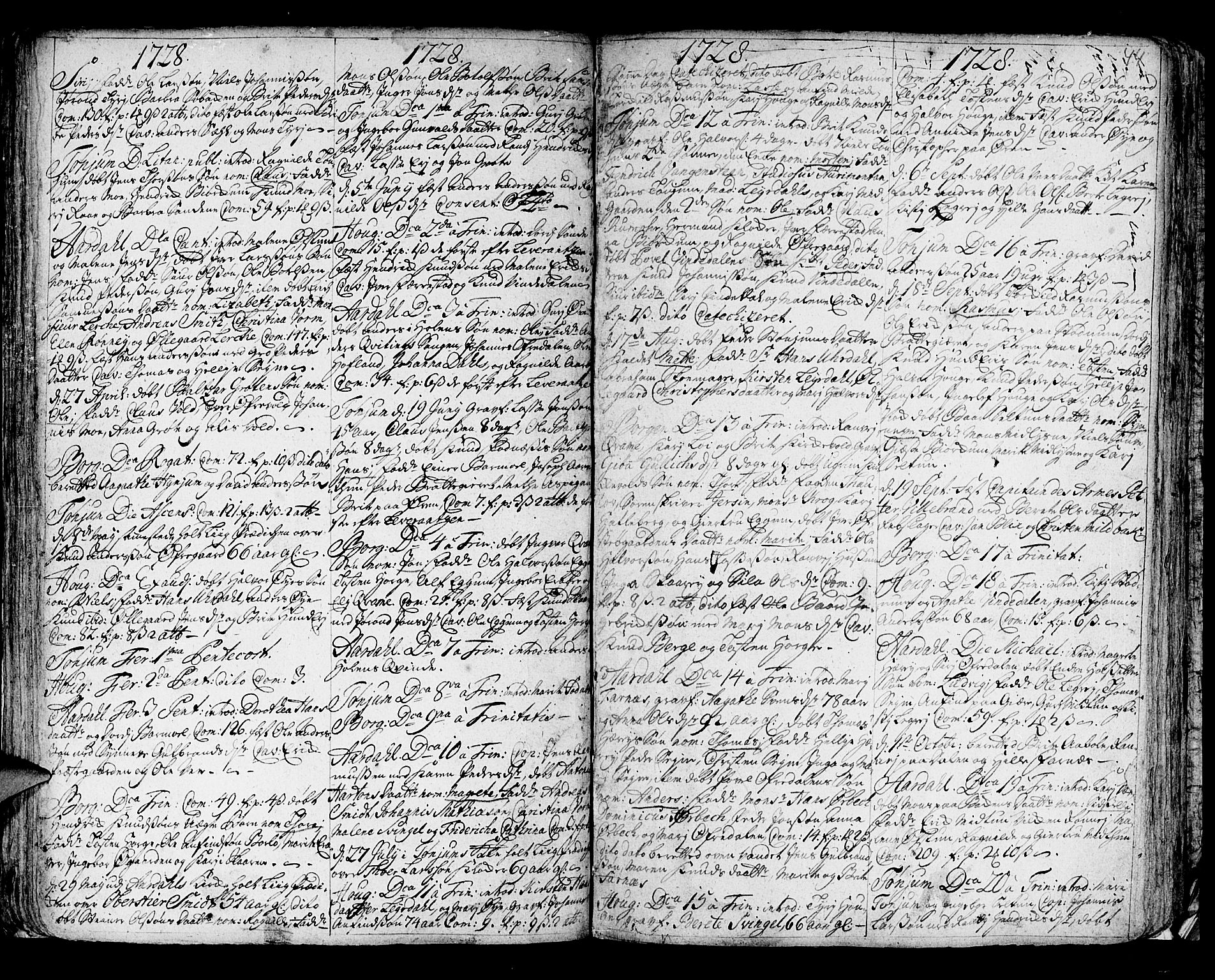 Lærdal sokneprestembete, AV/SAB-A-81201: Parish register (official) no. A 1, 1711-1752, p. 44