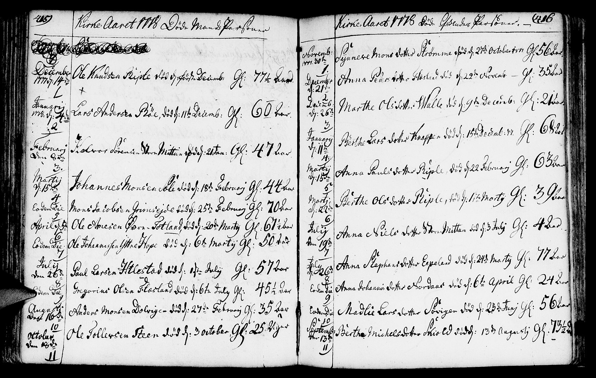 Fana Sokneprestembete, SAB/A-75101/H/Haa/Haaa/L0005: Parish register (official) no. A 5, 1773-1799, p. 415-416
