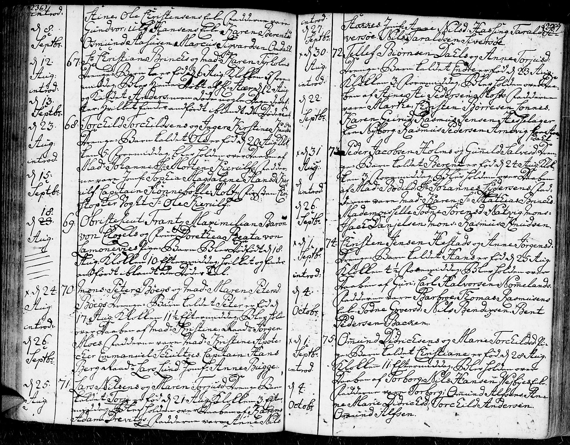 Kristiansand domprosti, SAK/1112-0006/F/Fa/L0002: Parish register (official) no. A 2, 1755-1778, p. 236-237