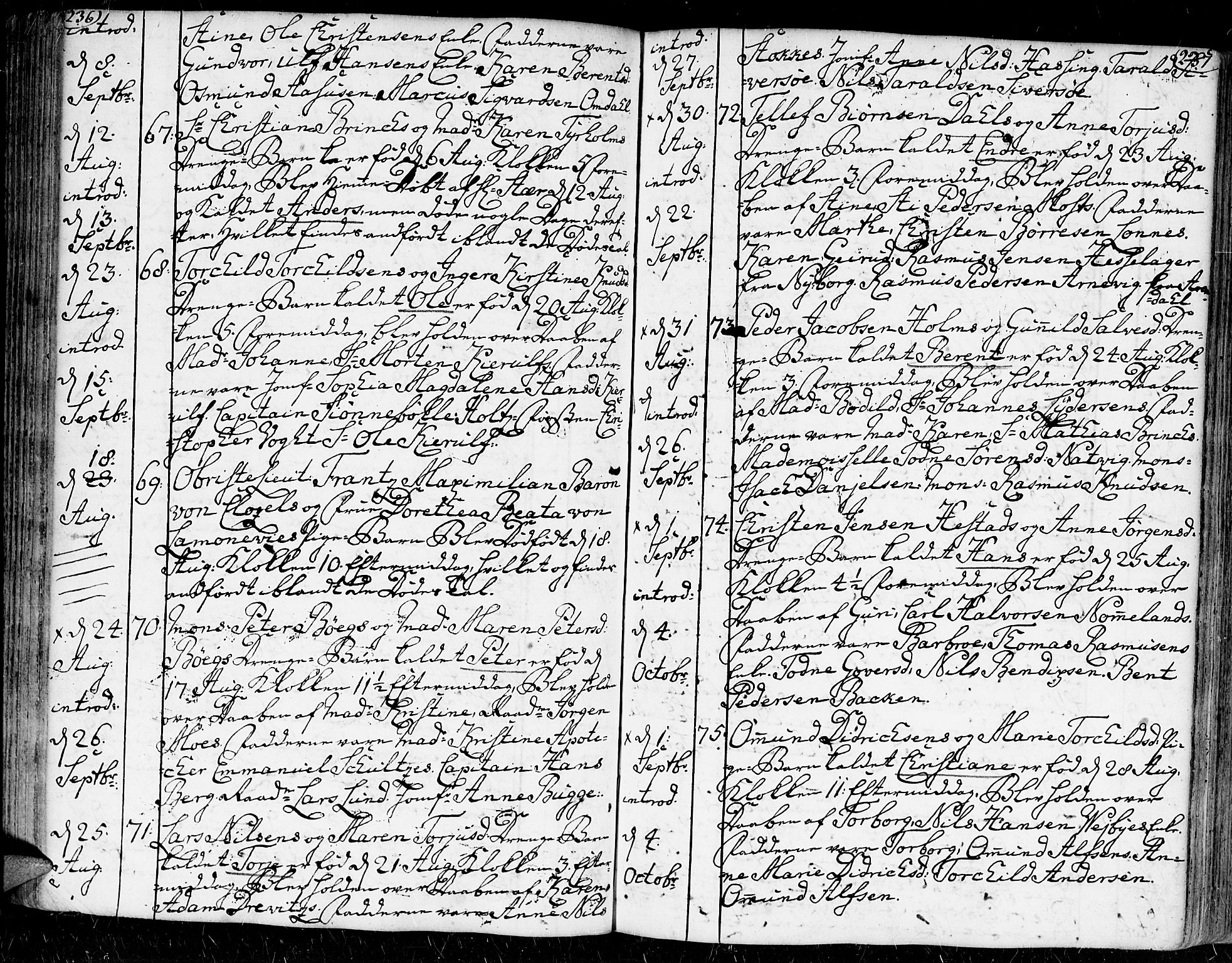 Kristiansand domprosti, AV/SAK-1112-0006/F/Fa/L0002: Parish register (official) no. A 2, 1755-1778, p. 236-237