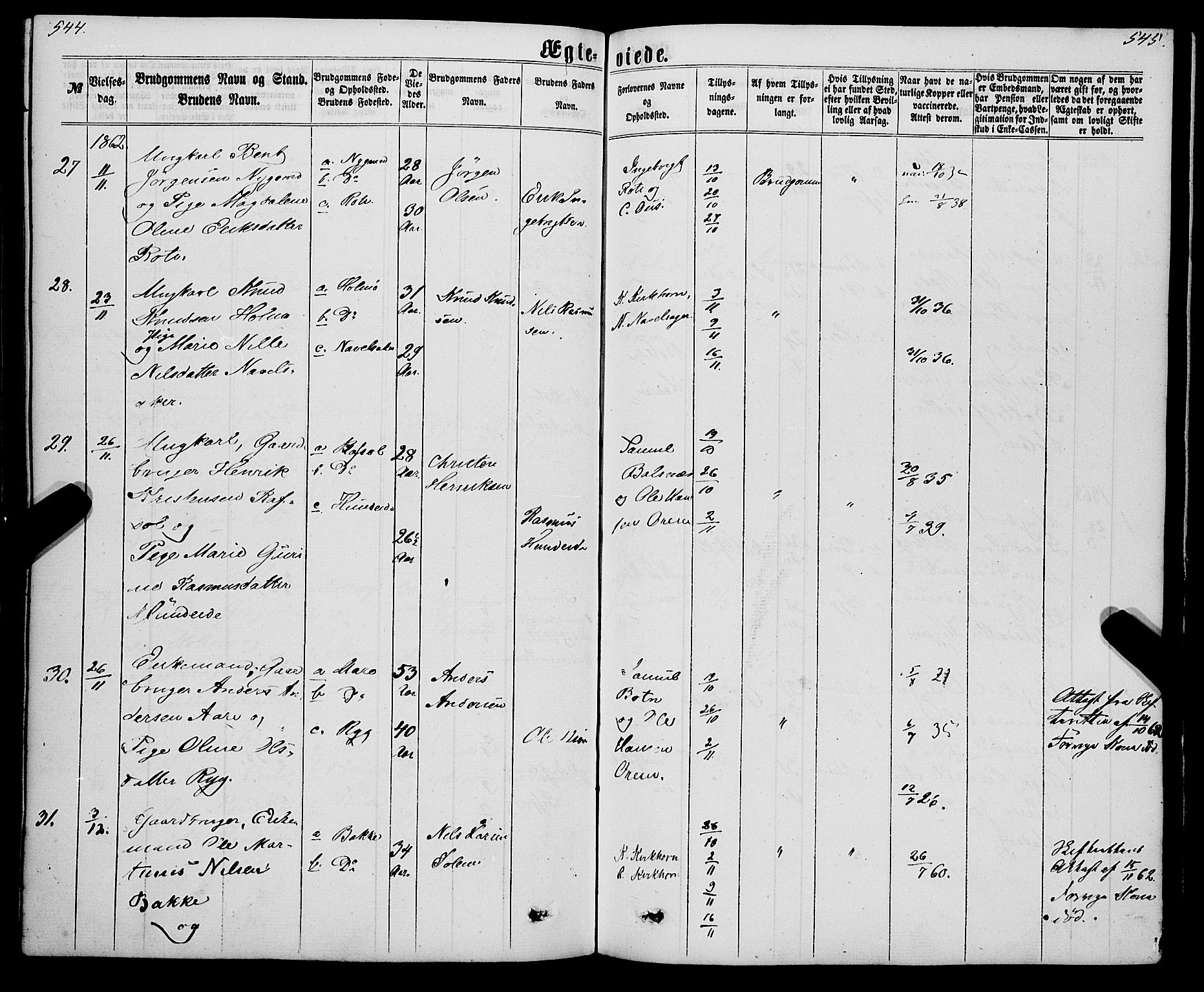 Eid sokneprestembete, AV/SAB-A-82301/H/Haa/Haaa/L0009: Parish register (official) no. A 9, 1861-1868, p. 544-545