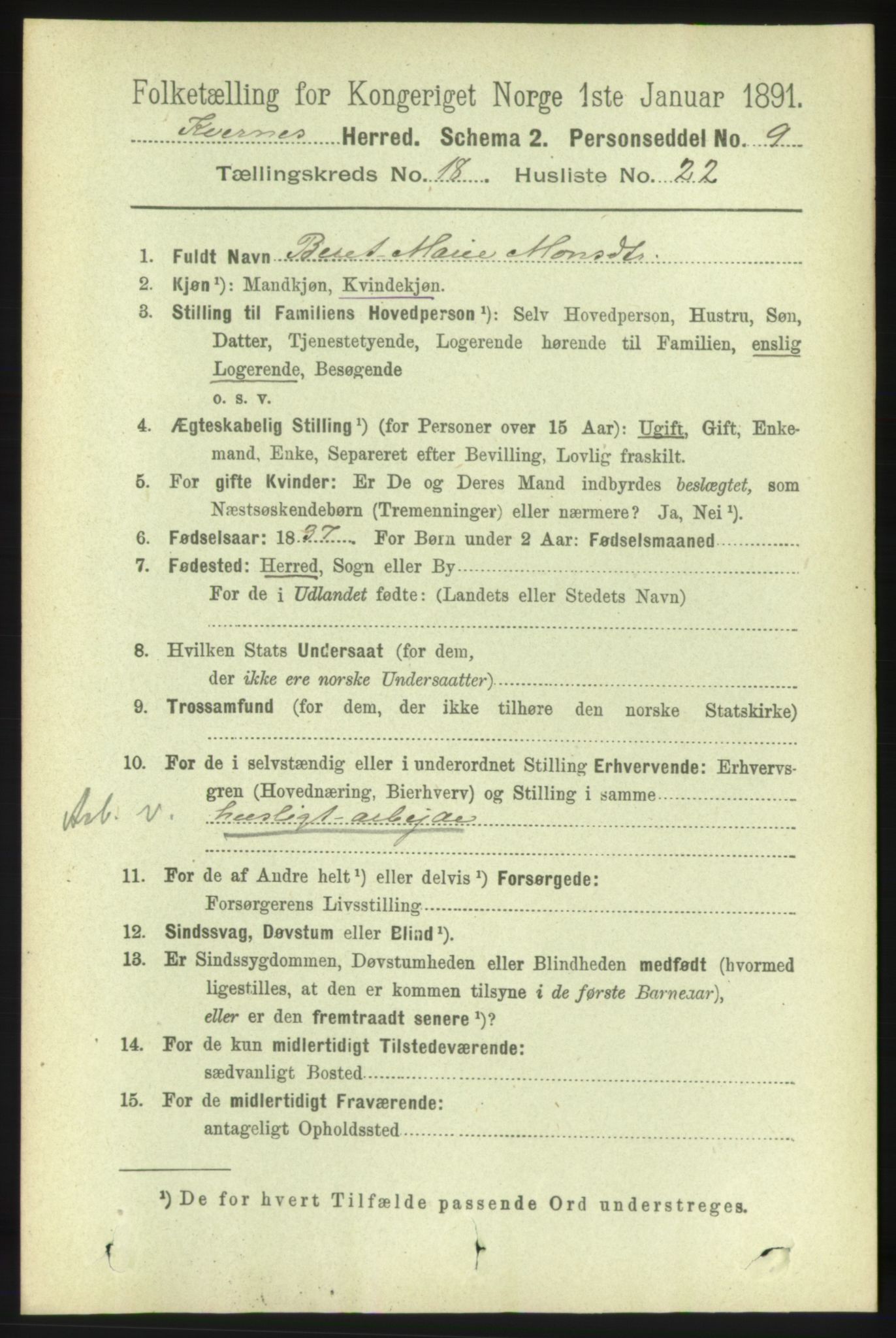 RA, 1891 census for 1553 Kvernes, 1891, p. 7907