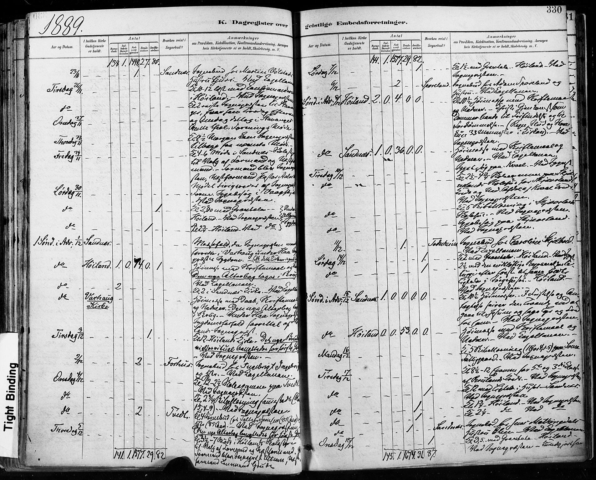 Høyland sokneprestkontor, SAST/A-101799/001/30BA/L0013: Parish register (official) no. A 13.2, 1889-1898, p. 330