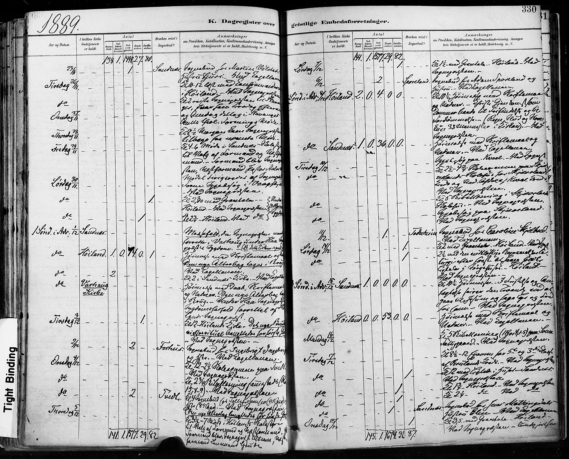 Høyland sokneprestkontor, AV/SAST-A-101799/001/30BA/L0013: Parish register (official) no. A 13.2, 1889-1898, p. 330