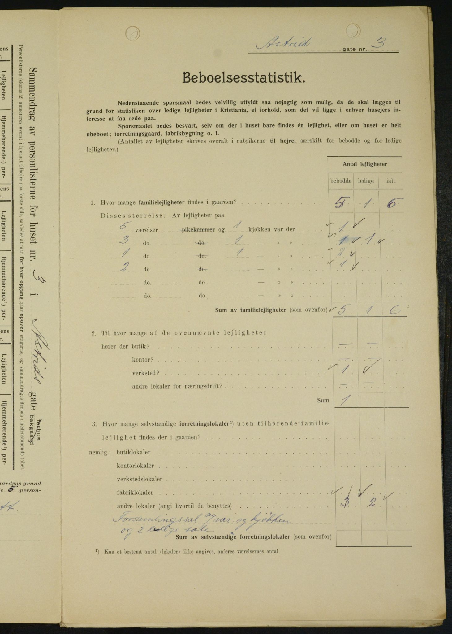 OBA, Municipal Census 1909 for Kristiania, 1909, p. 15569