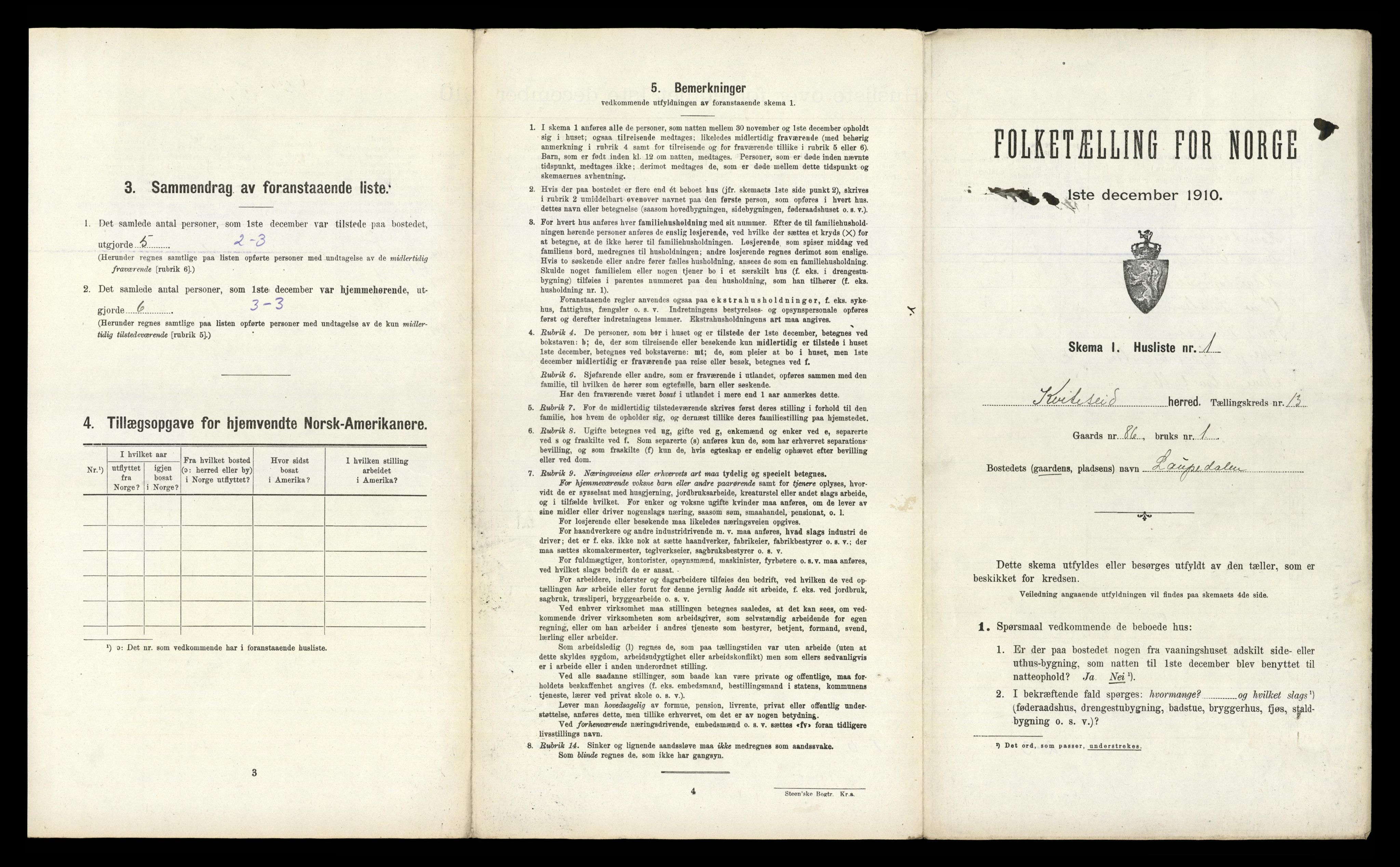 RA, 1910 census for Kviteseid, 1910, p. 1140