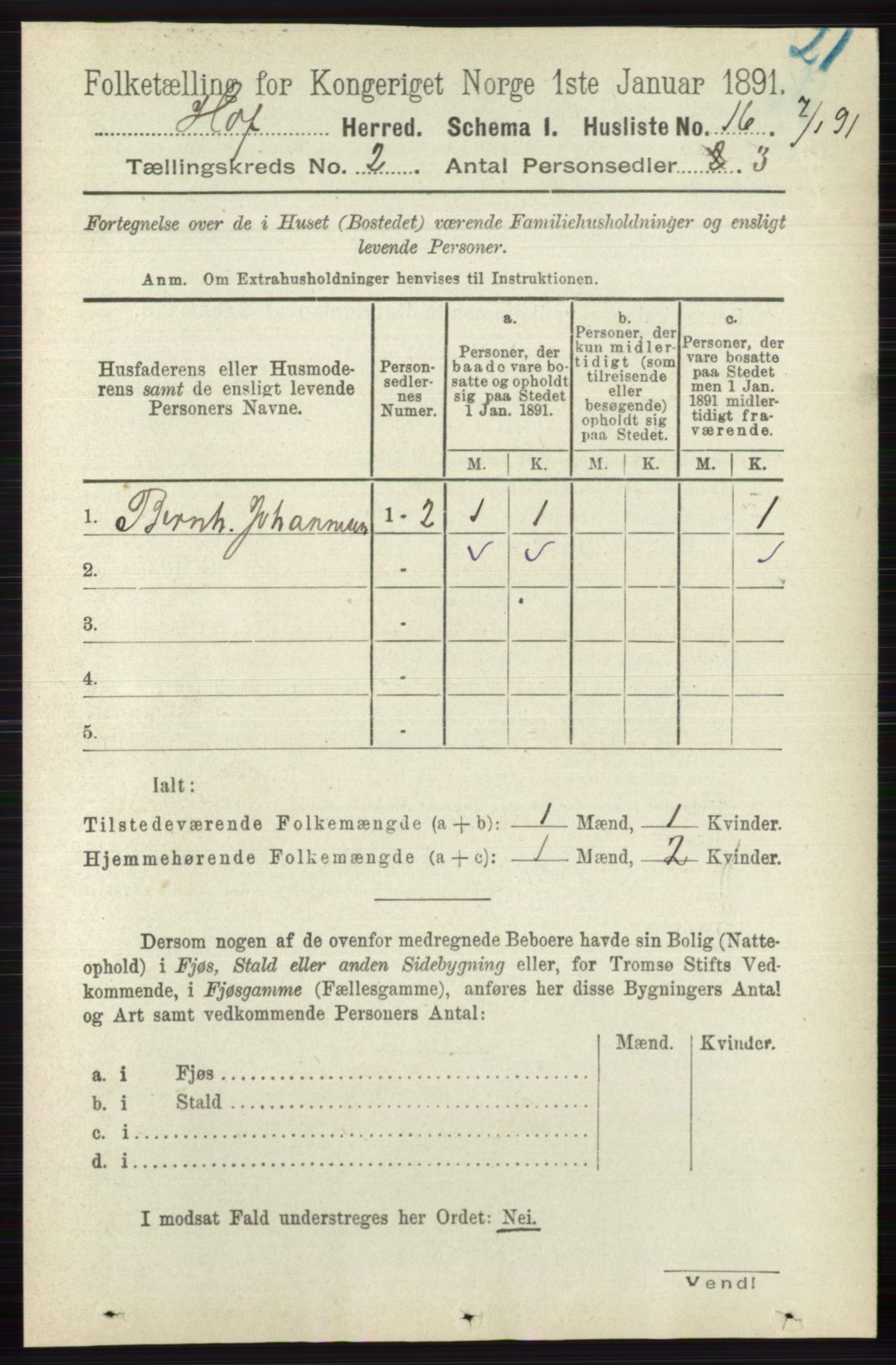 RA, 1891 census for 0714 Hof, 1891, p. 413