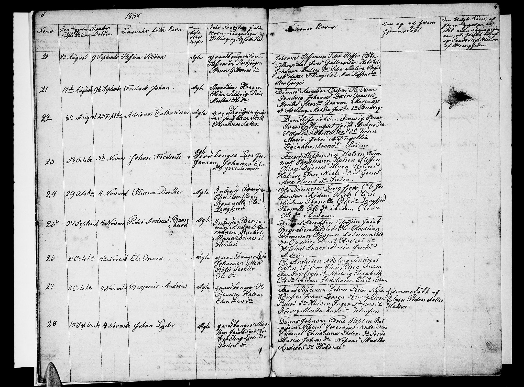 Ministerialprotokoller, klokkerbøker og fødselsregistre - Nordland, AV/SAT-A-1459/814/L0228: Parish register (copy) no. 814C01, 1838-1858, p. 5-6