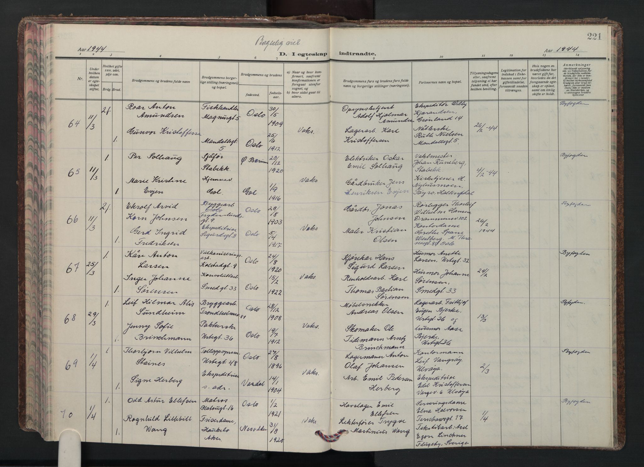 Grønland prestekontor Kirkebøker, AV/SAO-A-10848/F/Fa/L0020: Parish register (official) no. 20, 1935-1946, p. 221