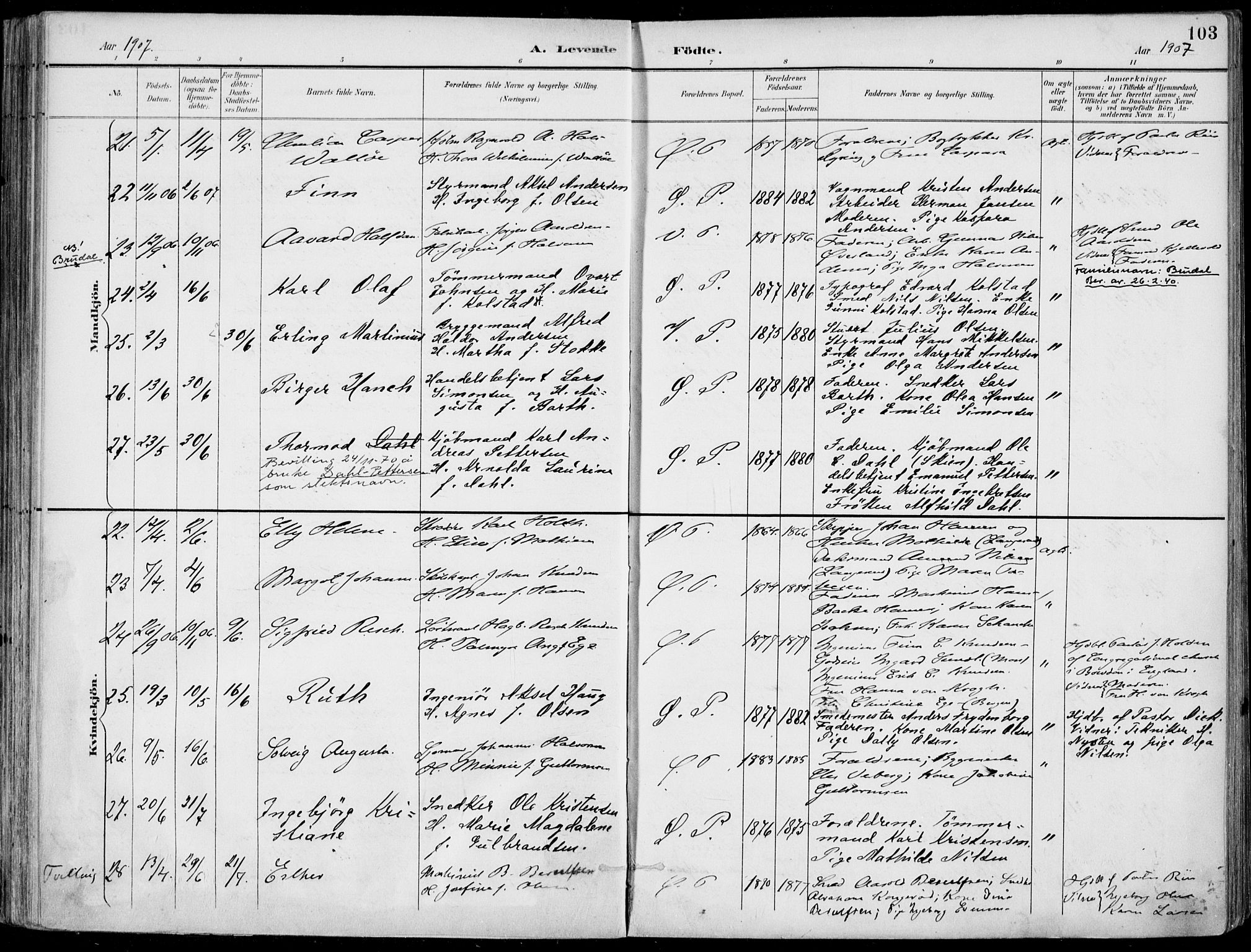 Porsgrunn kirkebøker , SAKO/A-104/F/Fa/L0010: Parish register (official) no. 10, 1895-1919, p. 103