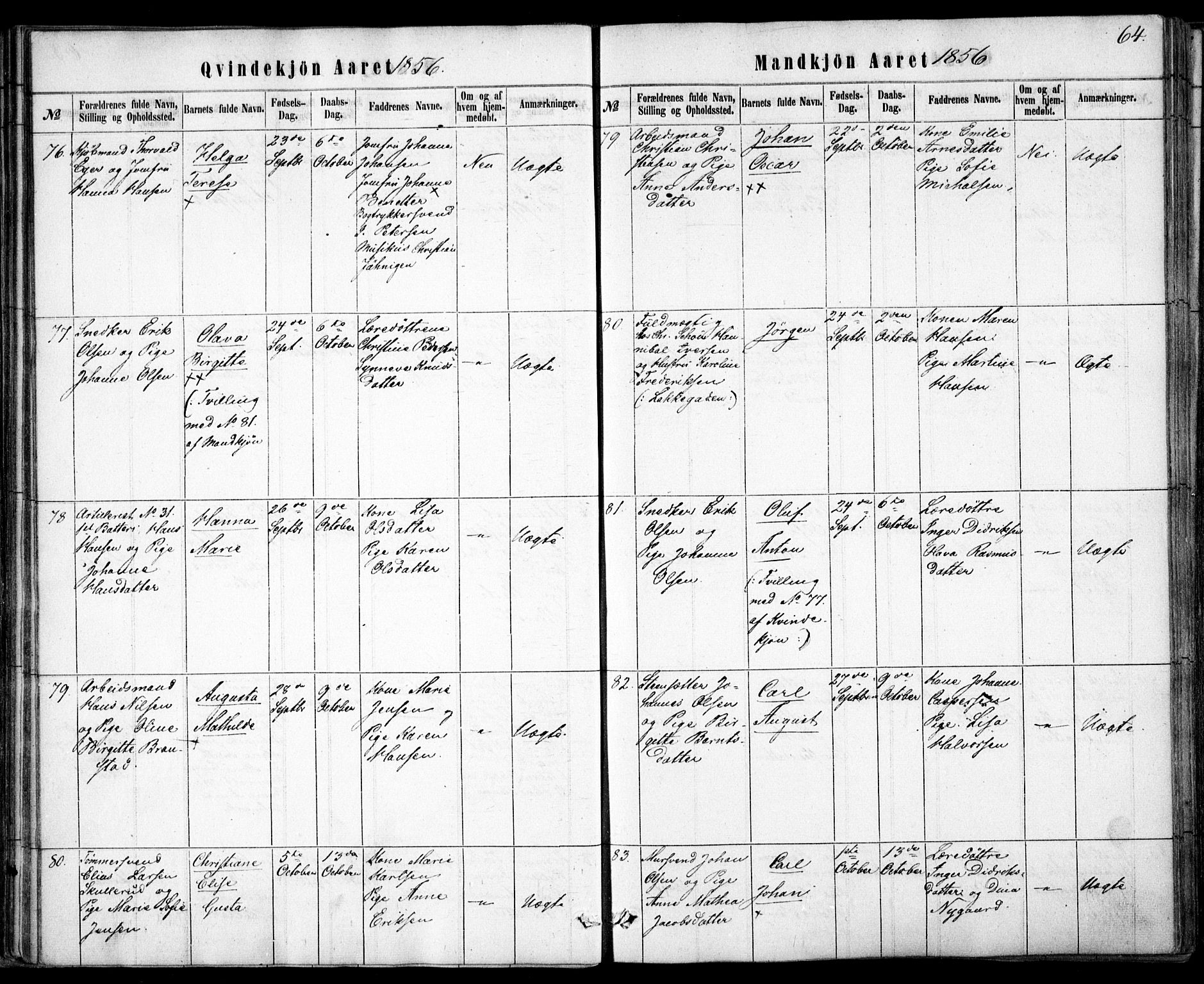 Rikshospitalet prestekontor Kirkebøker, SAO/A-10309b/F/L0004: Parish register (official) no. 4, 1853-1870, p. 64