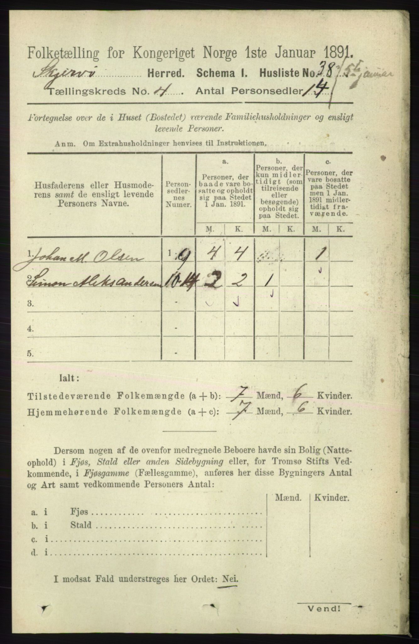 RA, 1891 census for 1941 Skjervøy, 1891, p. 2261