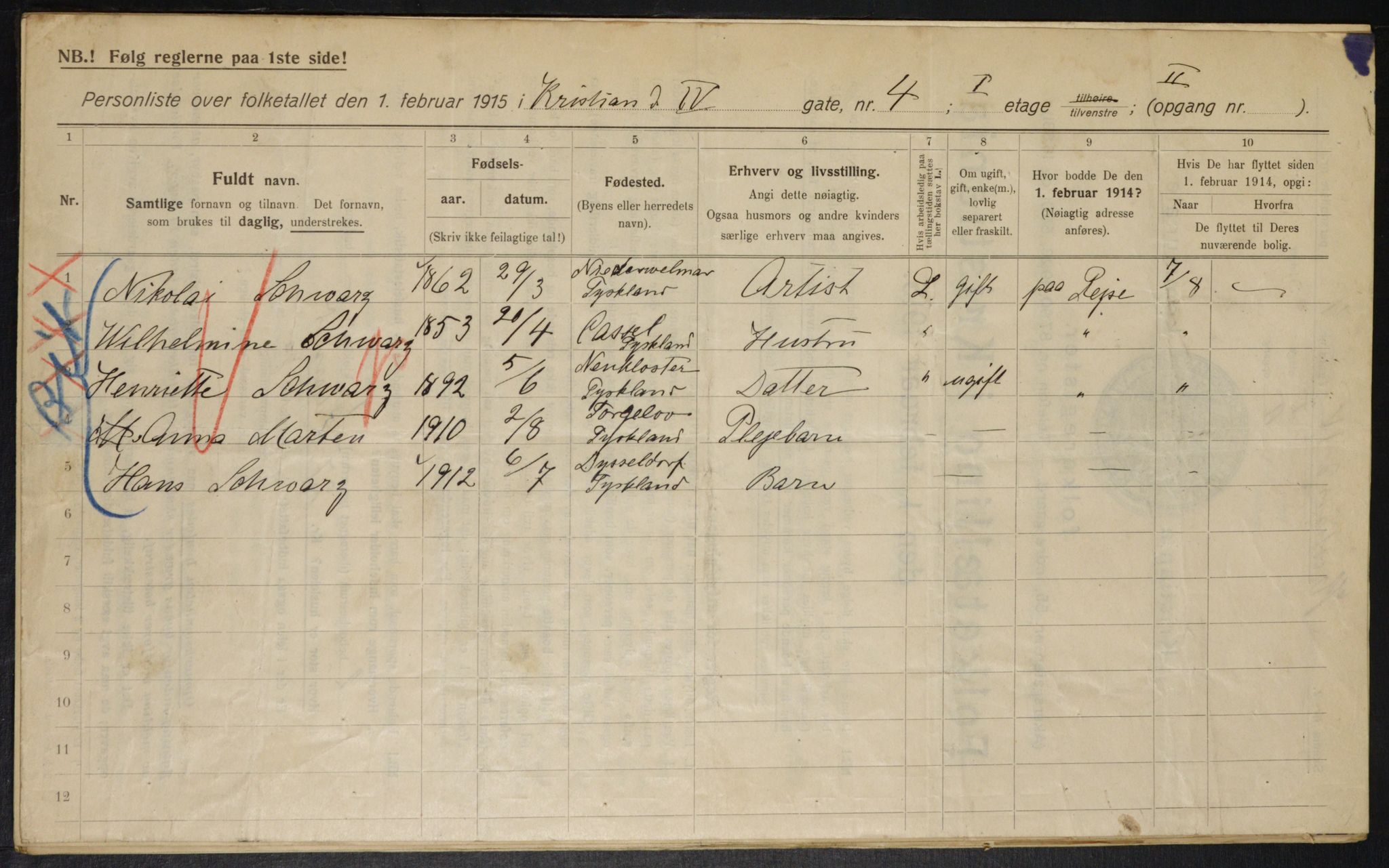 OBA, Municipal Census 1915 for Kristiania, 1915, p. 53666