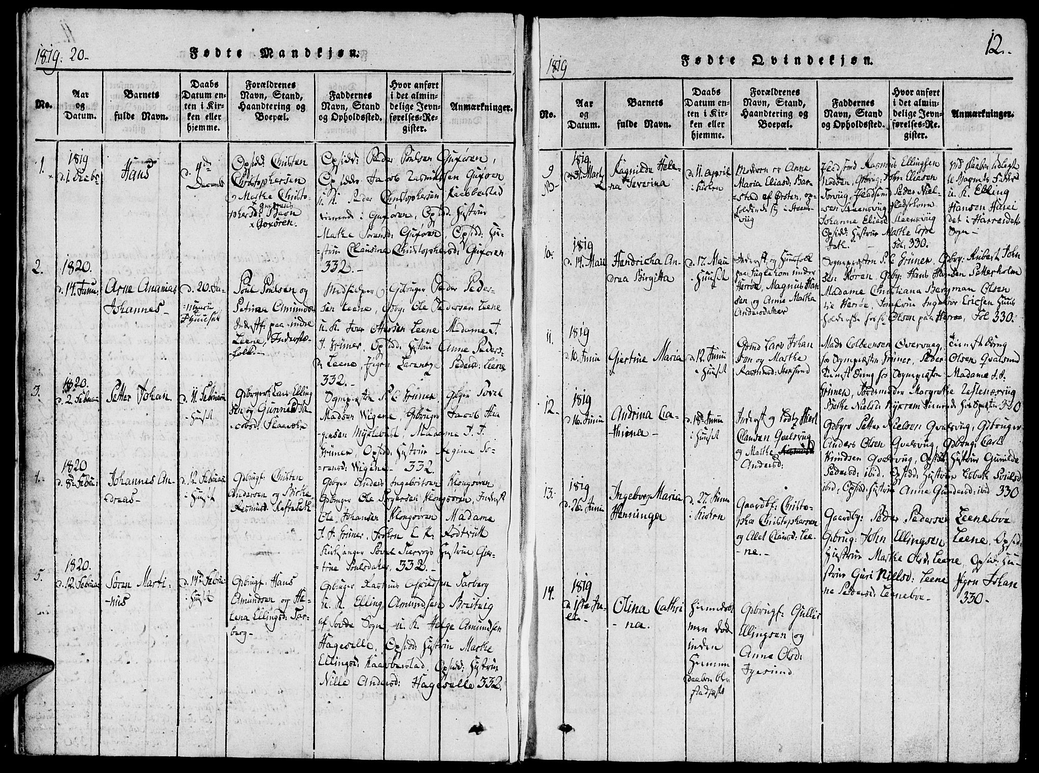 Ministerialprotokoller, klokkerbøker og fødselsregistre - Møre og Romsdal, AV/SAT-A-1454/507/L0069: Parish register (official) no. 507A04, 1816-1841, p. 12