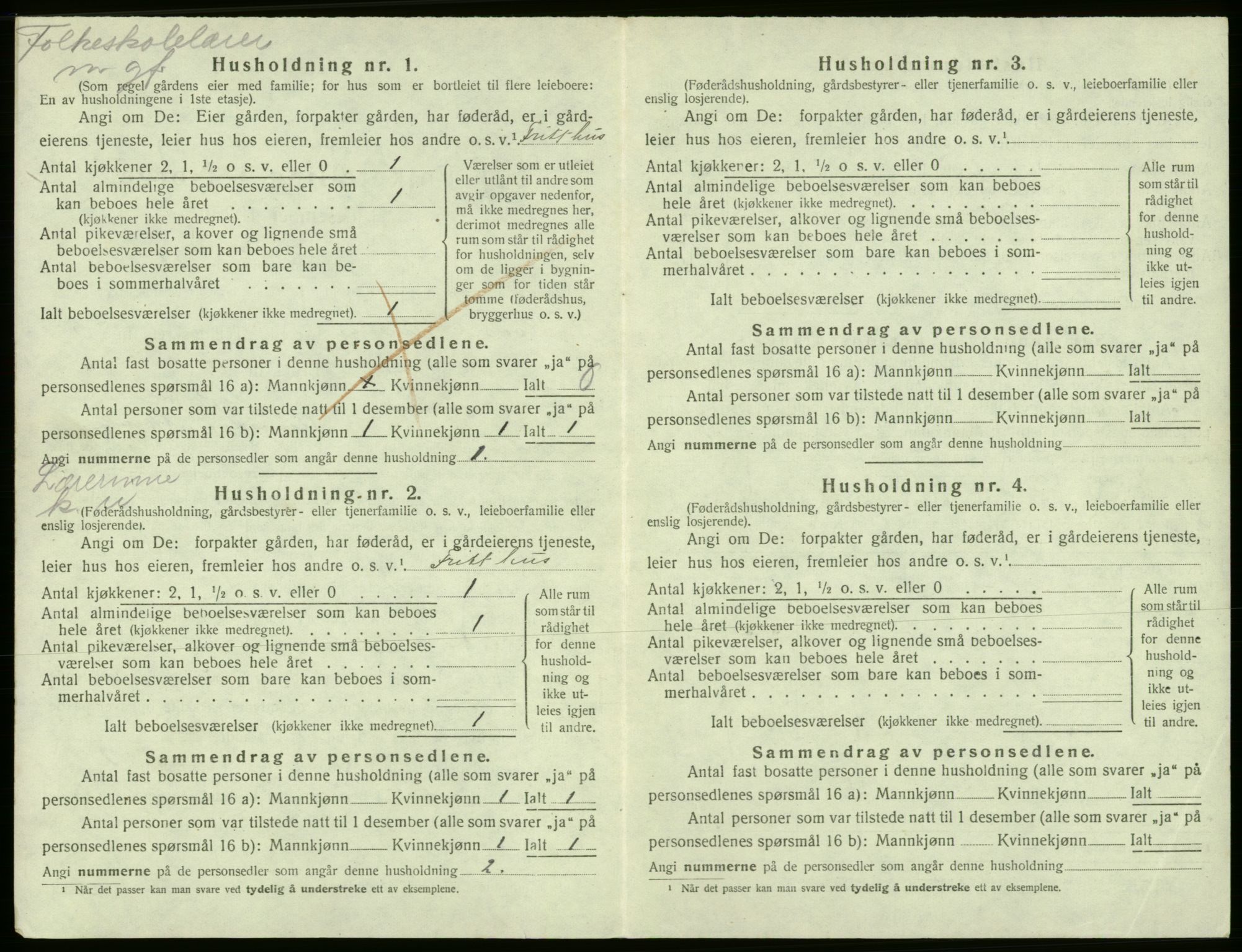 SAB, 1920 census for Kvam, 1920, p. 491