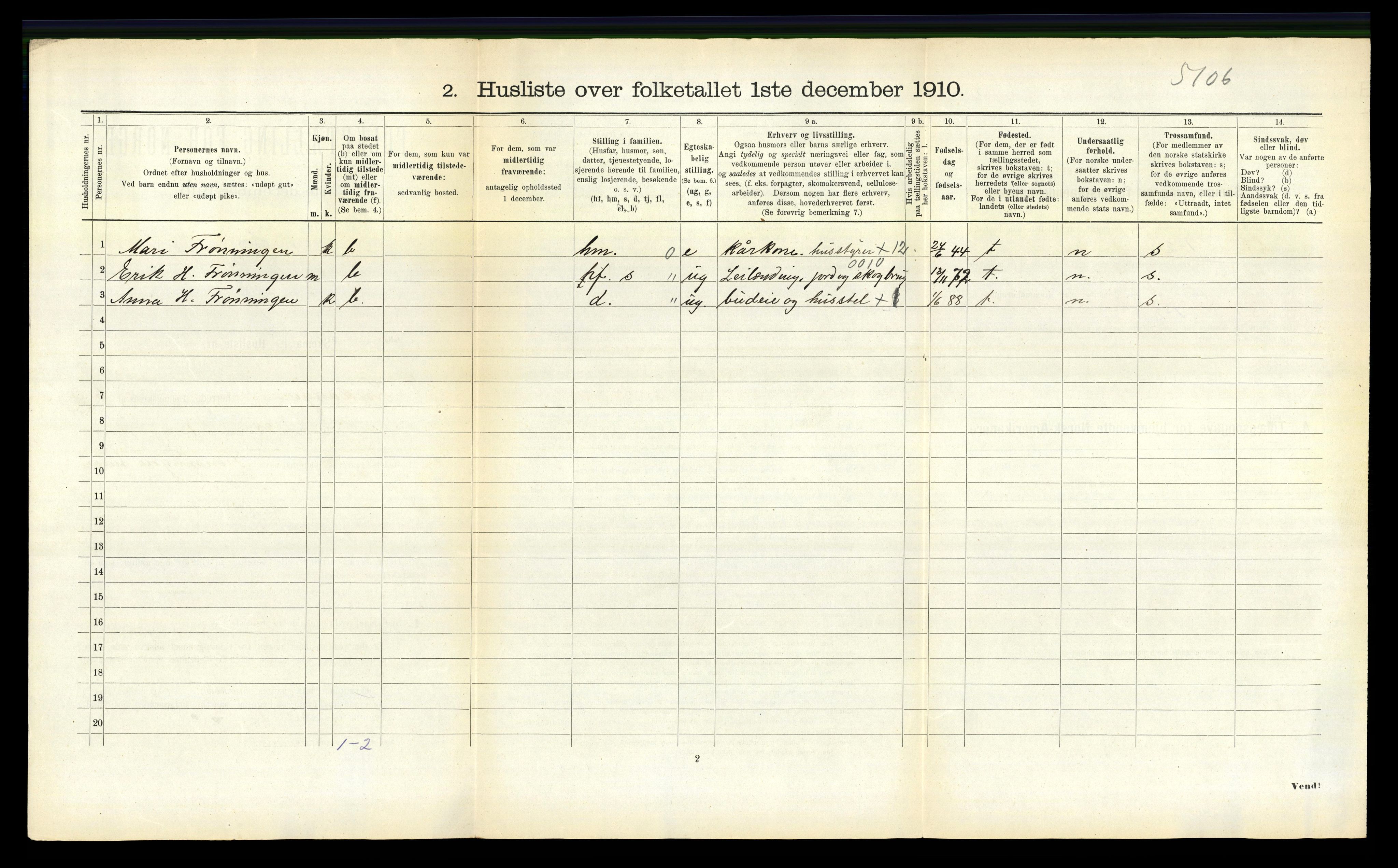 RA, 1910 census for Leikanger, 1910, p. 539