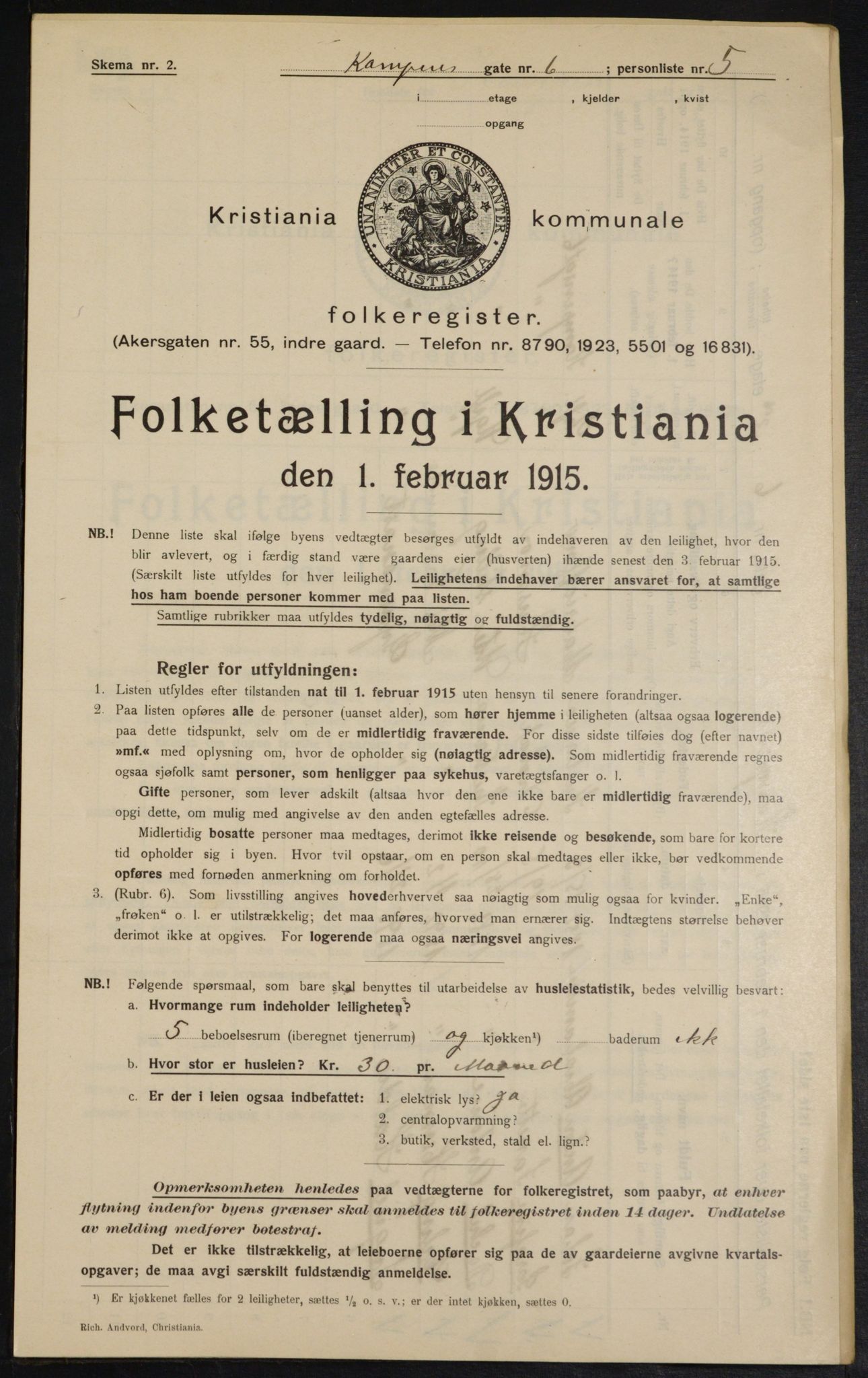 OBA, Municipal Census 1915 for Kristiania, 1915, p. 47278