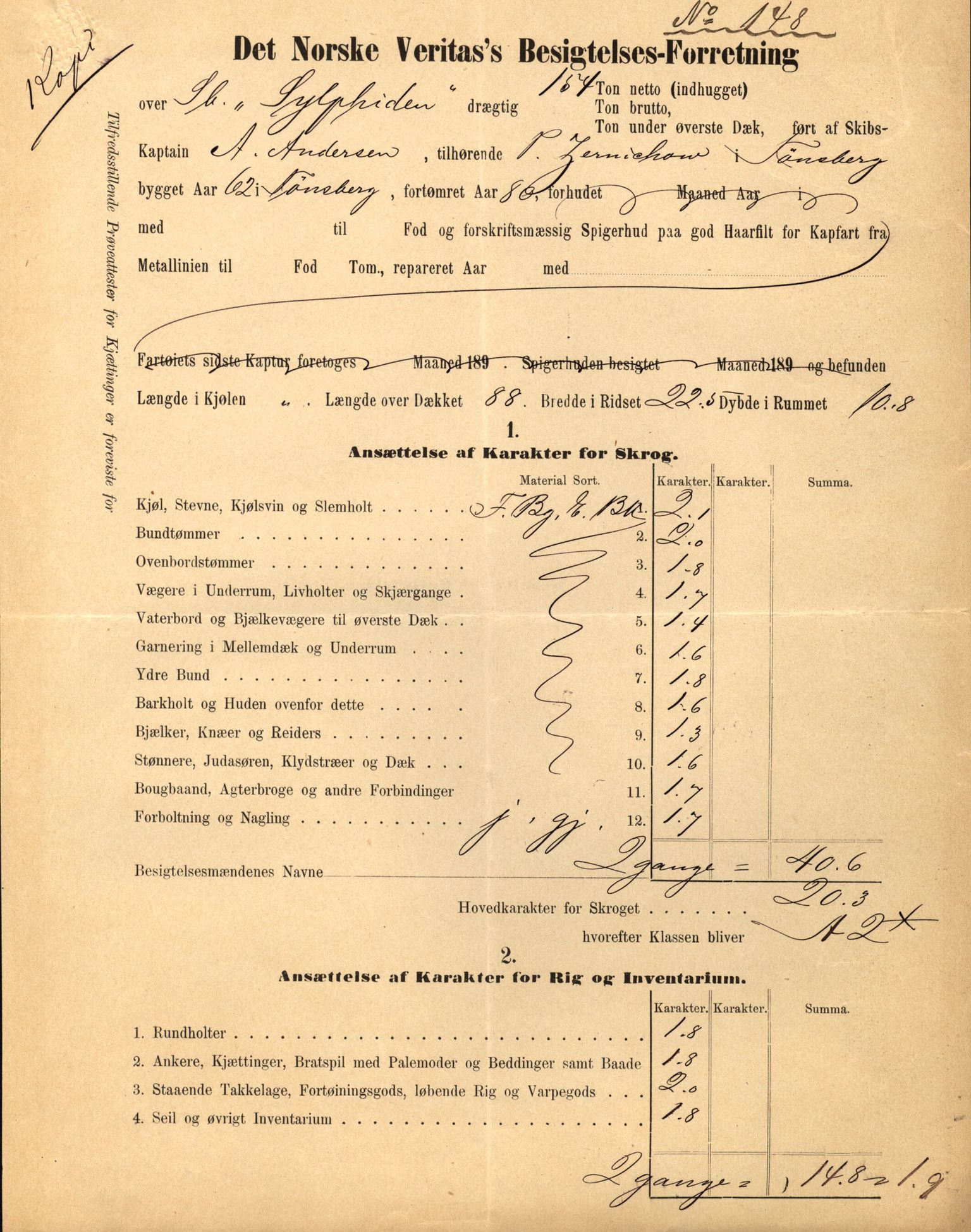 Pa 63 - Østlandske skibsassuranceforening, VEMU/A-1079/G/Ga/L0028/0002: Havaridokumenter / Marie, Favorit, Tabor, Sylphiden, Berthel, America, 1892, p. 65