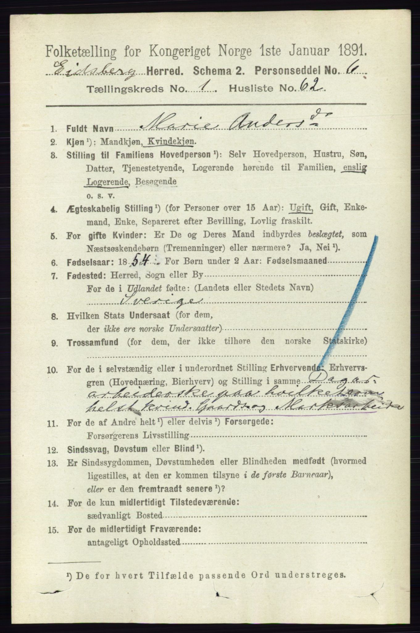 RA, 1891 census for 0125 Eidsberg, 1891, p. 530