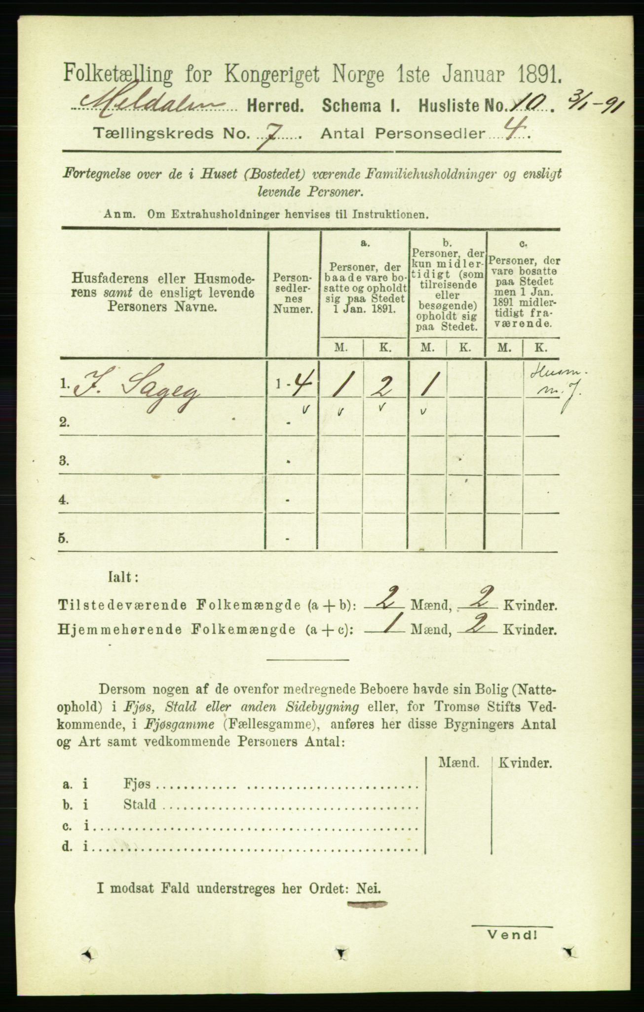 RA, 1891 census for 1636 Meldal, 1891, p. 3340