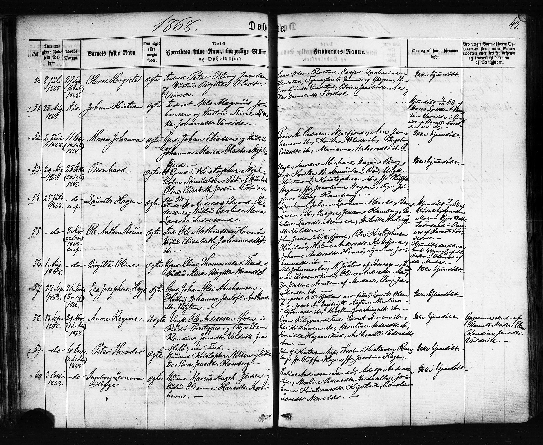 Ministerialprotokoller, klokkerbøker og fødselsregistre - Nordland, SAT/A-1459/885/L1203: Parish register (official) no. 885A04, 1859-1877, p. 43