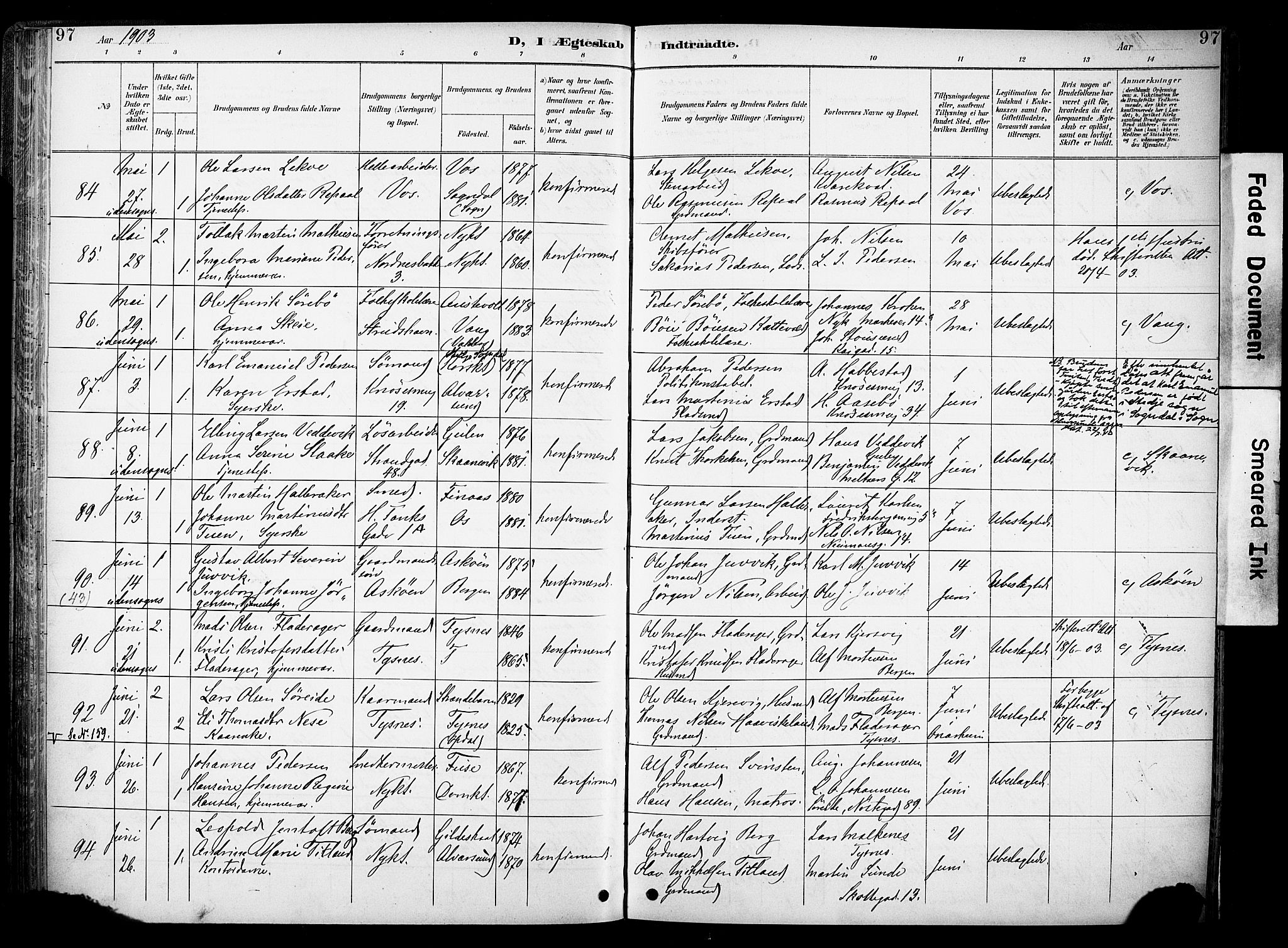 Nykirken Sokneprestembete, SAB/A-77101/H/Haa/L0034: Parish register (official) no. D 4, 1896-1905, p. 97