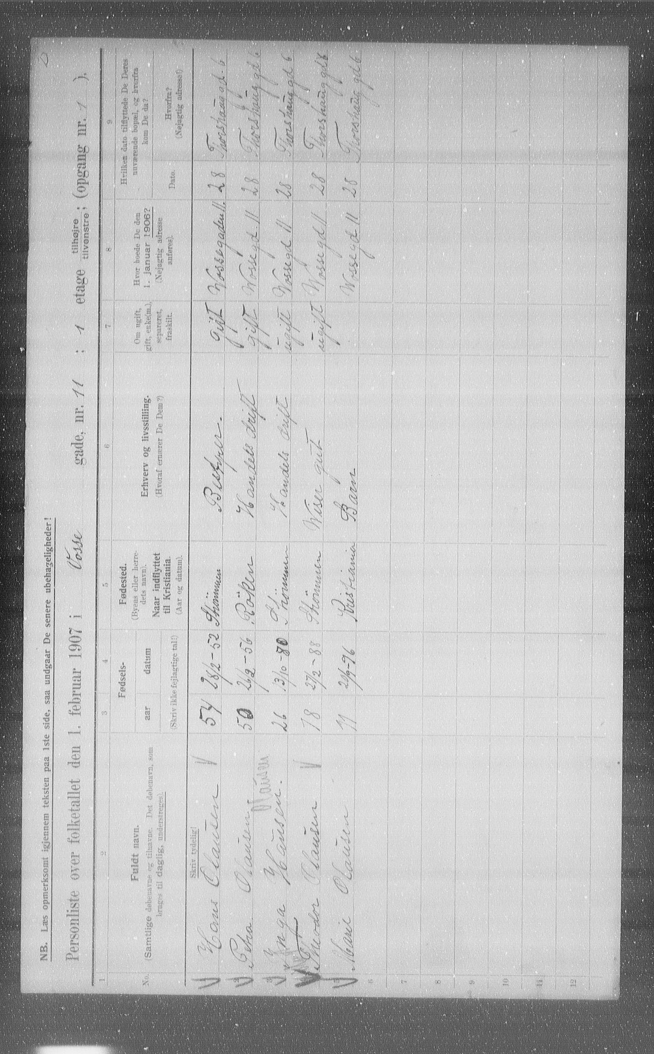 OBA, Municipal Census 1907 for Kristiania, 1907, p. 63754