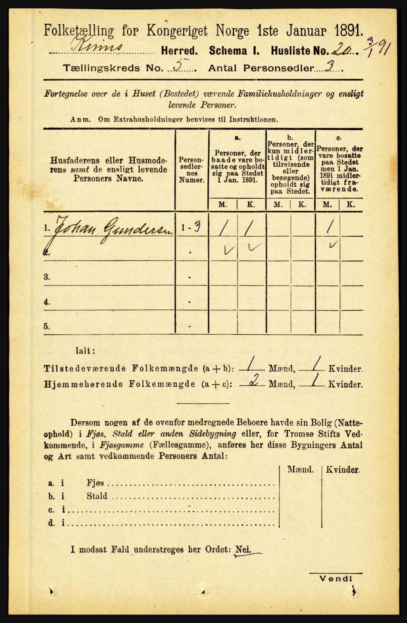 RA, 1891 census for 1437 Kinn, 1891, p. 1759
