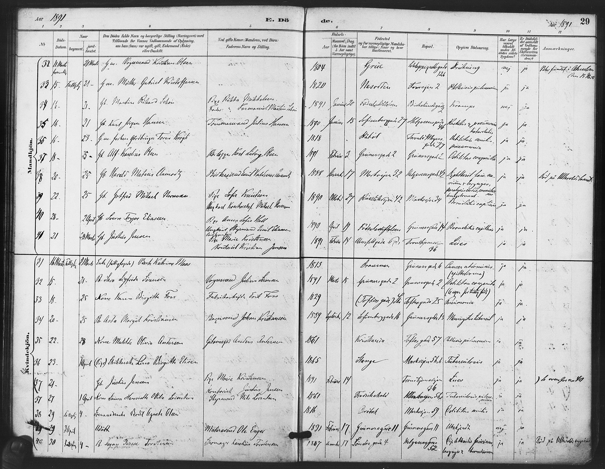 Paulus prestekontor Kirkebøker, AV/SAO-A-10871/F/Fa/L0011: Parish register (official) no. 11, 1889-1897, p. 29