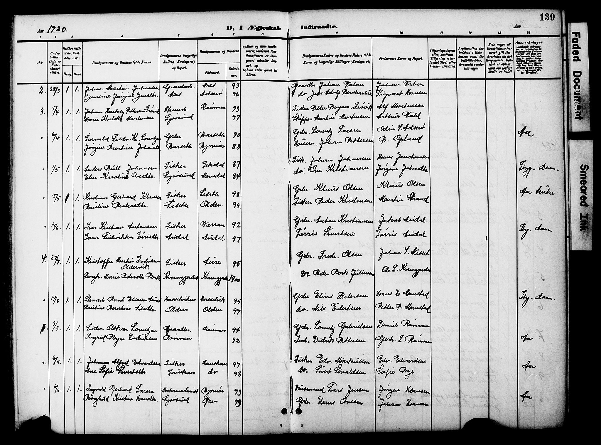 Ministerialprotokoller, klokkerbøker og fødselsregistre - Sør-Trøndelag, AV/SAT-A-1456/654/L0666: Parish register (copy) no. 654C02, 1901-1925, p. 139