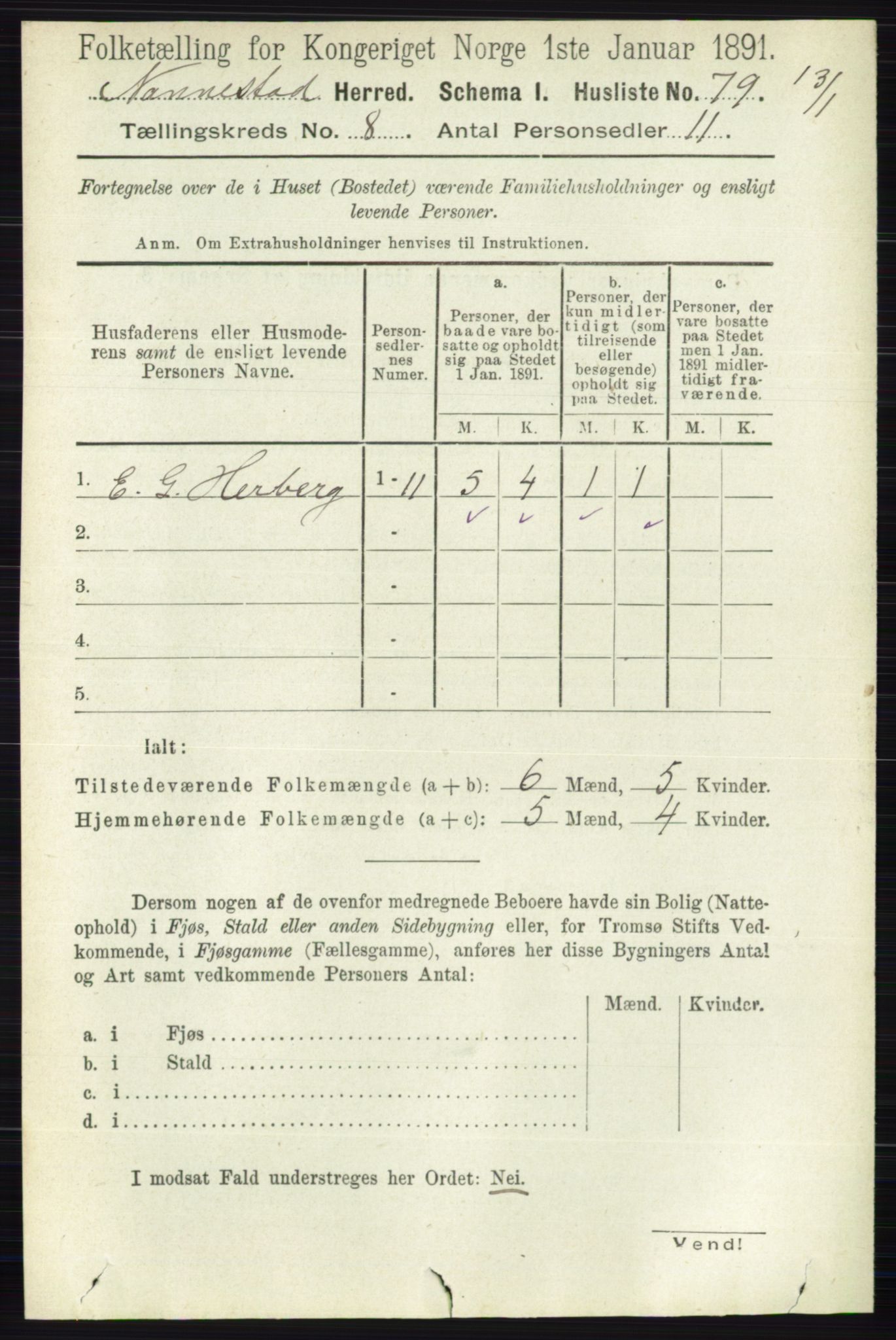 RA, 1891 census for 0238 Nannestad, 1891, p. 4411