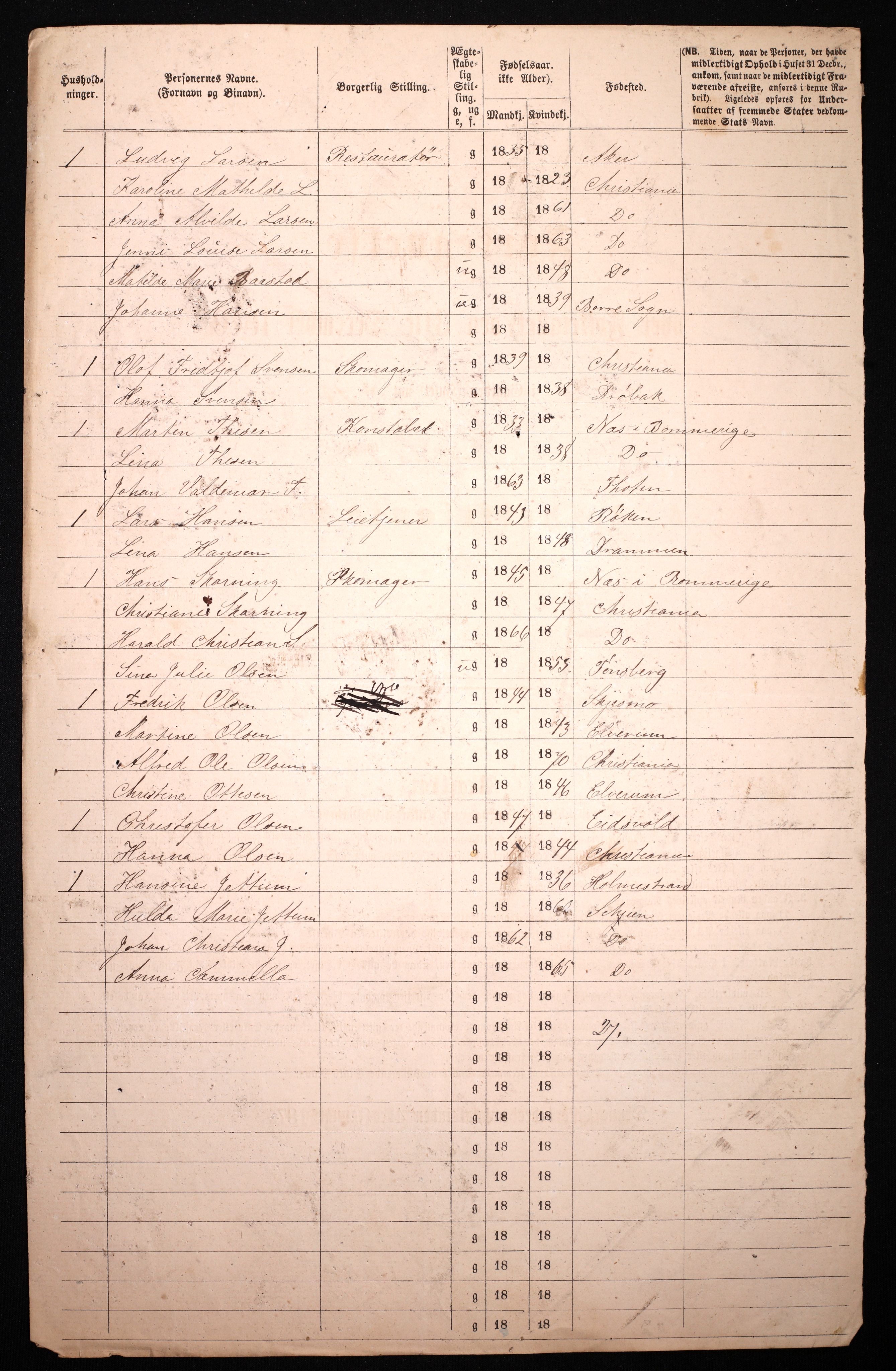 RA, 1870 census for 0301 Kristiania, 1870, p. 2852