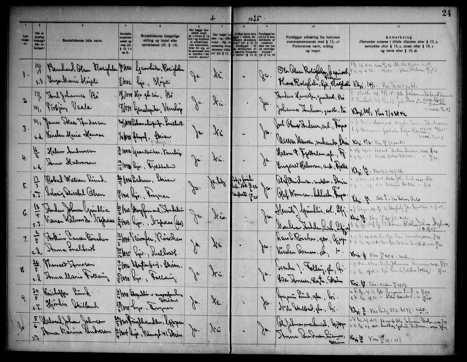 Gjerpen kirkebøker, SAKO/A-265/H/Ha/L0003: Banns register no. I 3, 1919-1946, p. 24