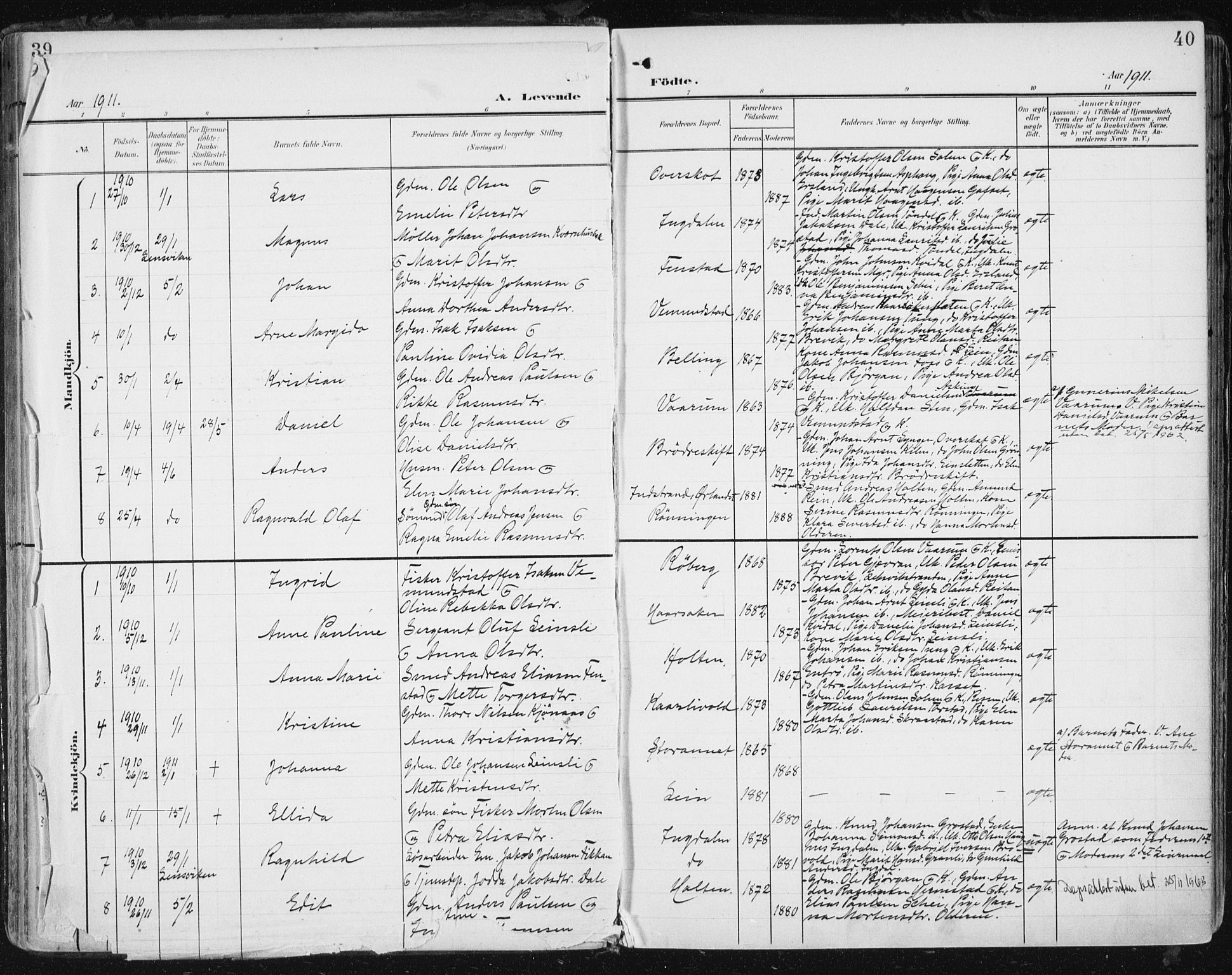 Ministerialprotokoller, klokkerbøker og fødselsregistre - Sør-Trøndelag, AV/SAT-A-1456/646/L0616: Parish register (official) no. 646A14, 1900-1918, p. 40