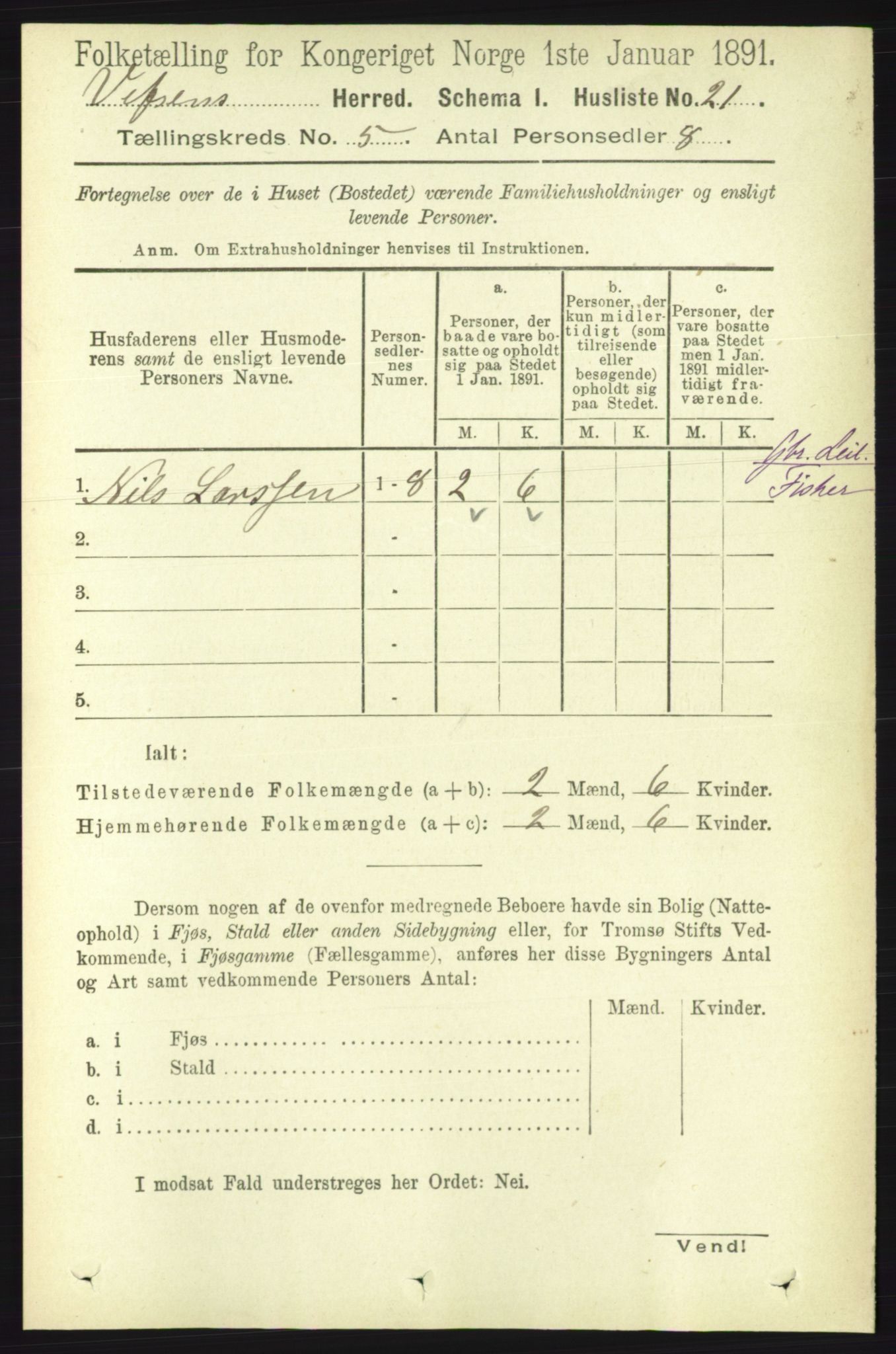 RA, 1891 census for 1824 Vefsn, 1891, p. 2022