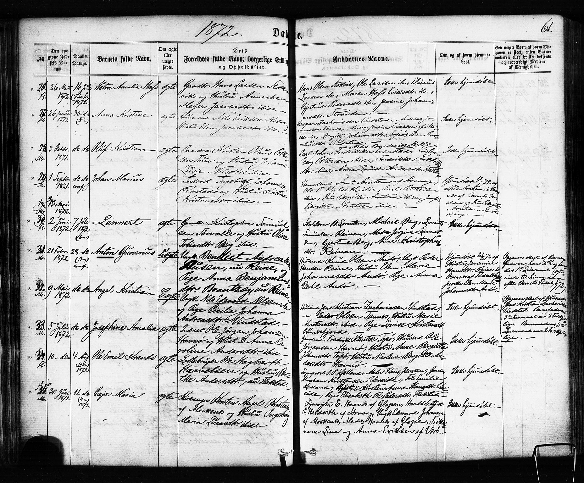 Ministerialprotokoller, klokkerbøker og fødselsregistre - Nordland, SAT/A-1459/885/L1203: Parish register (official) no. 885A04, 1859-1877, p. 61