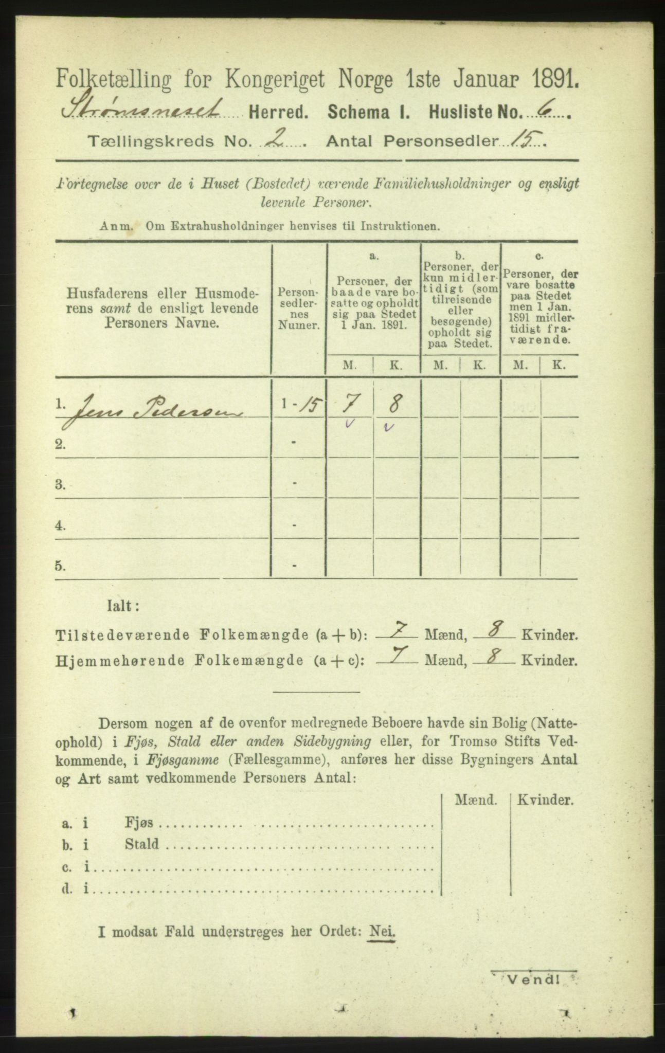 RA, 1891 census for 1559 Straumsnes, 1891, p. 188