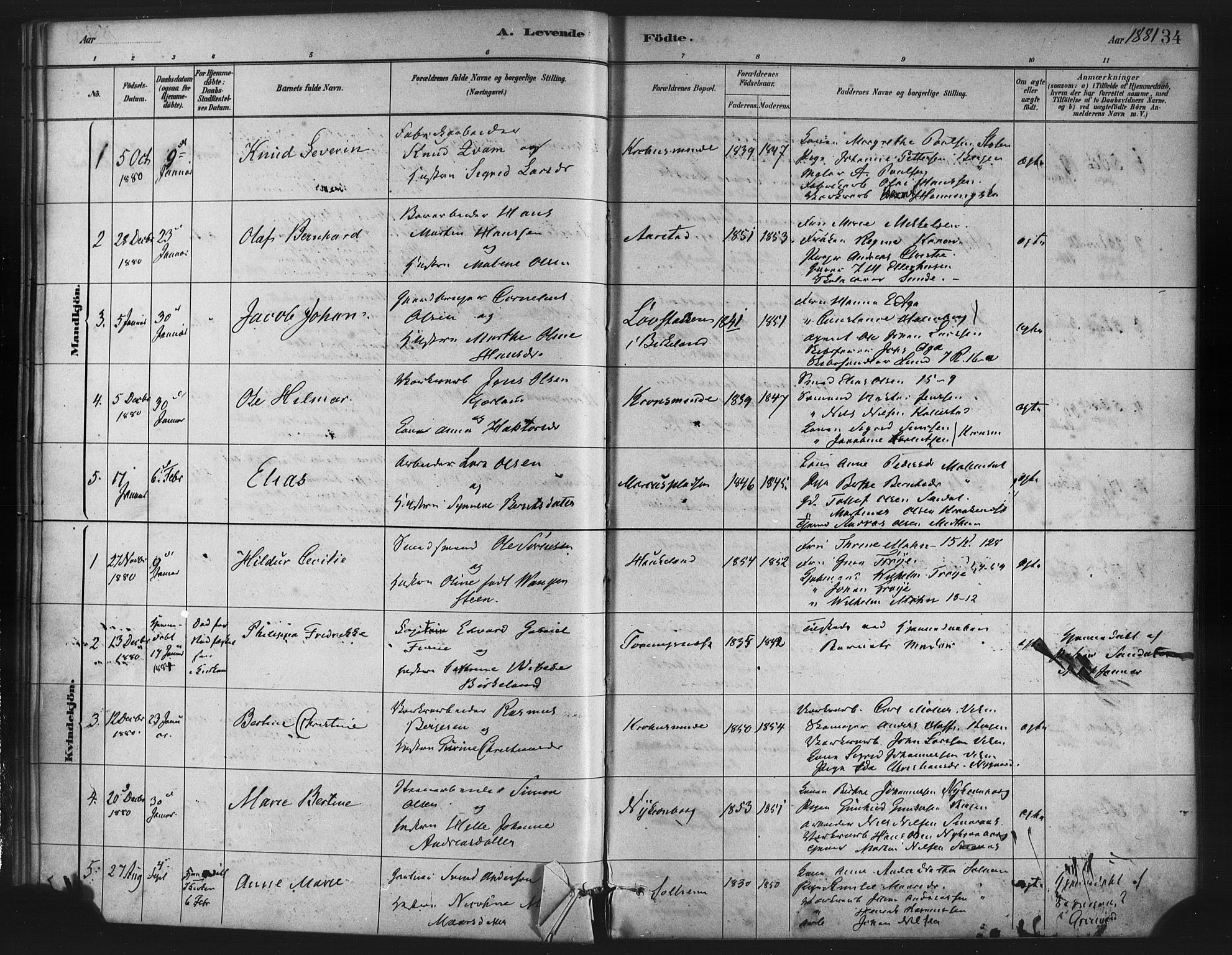 St. Jørgens hospital og Årstad sokneprestembete, SAB/A-99934: Parish register (official) no. A 7, 1879-1886, p. 34